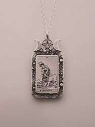 Strength Tarot Card Necklace | Best Friend Birthday Gift | Tarot Card Necklace | Celestial Triple Moon Goddess Jewelry | Witch Necklace