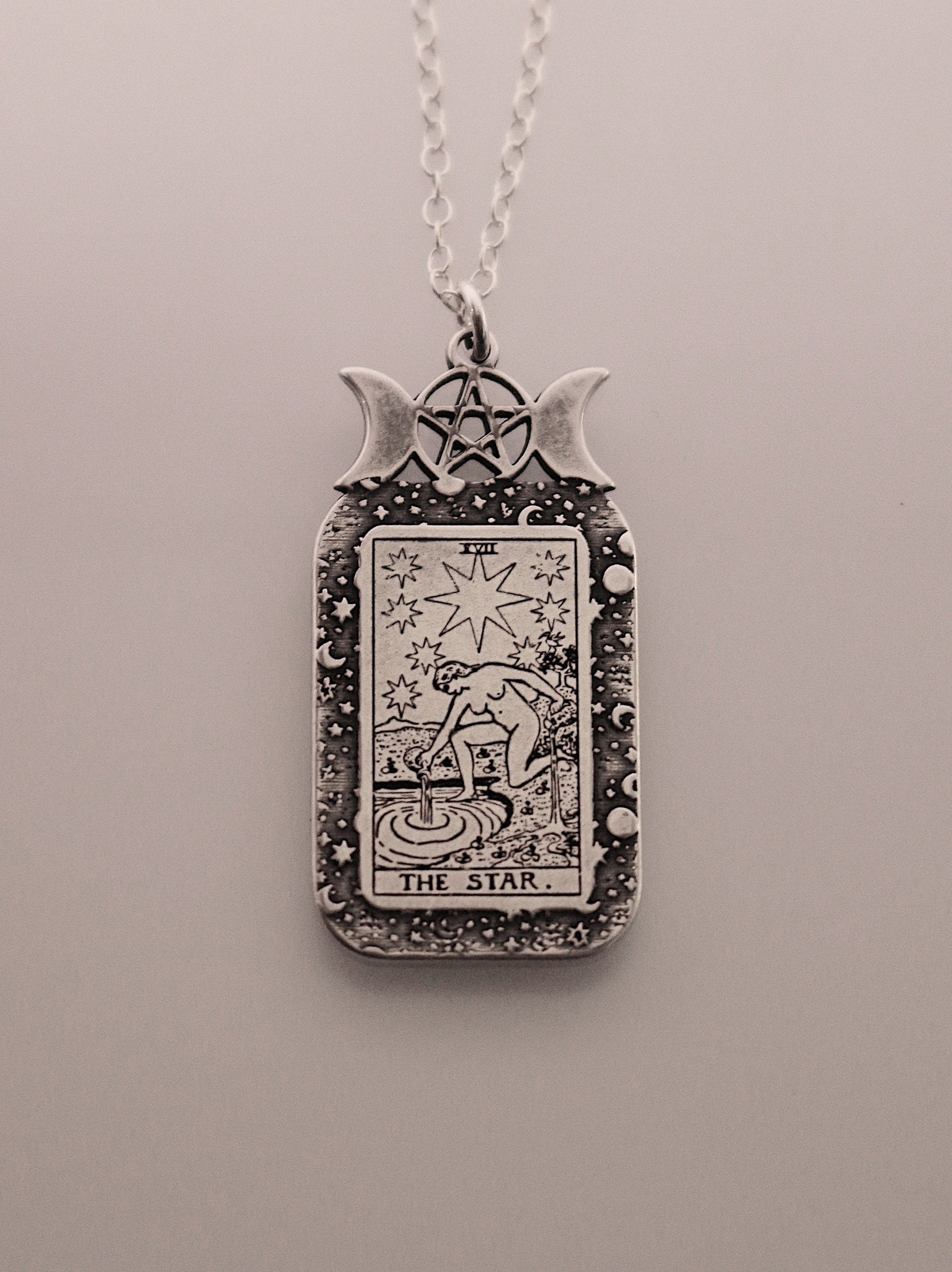 The Star Tarot Card Necklace | Best Friend Birthday Gift | Tarot Card Necklace | Celestial Triple Moon Goddess Jewelry | Witch Necklace