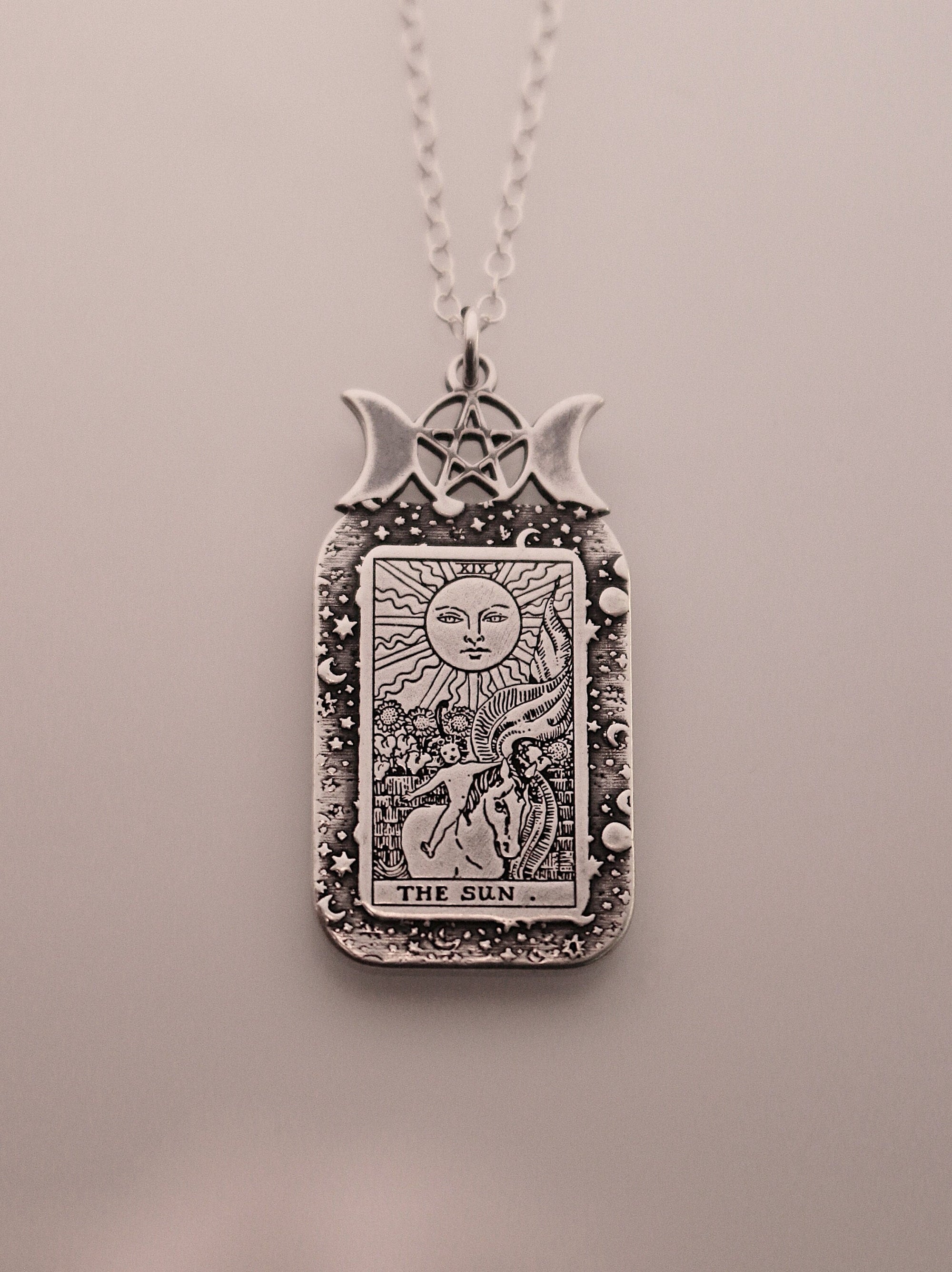 The Sun Tarot Card Necklace | Best Friend Birthday Gift | Tarot Card Necklace | Celestial Triple Moon Goddess Jewelry | Witch Necklace