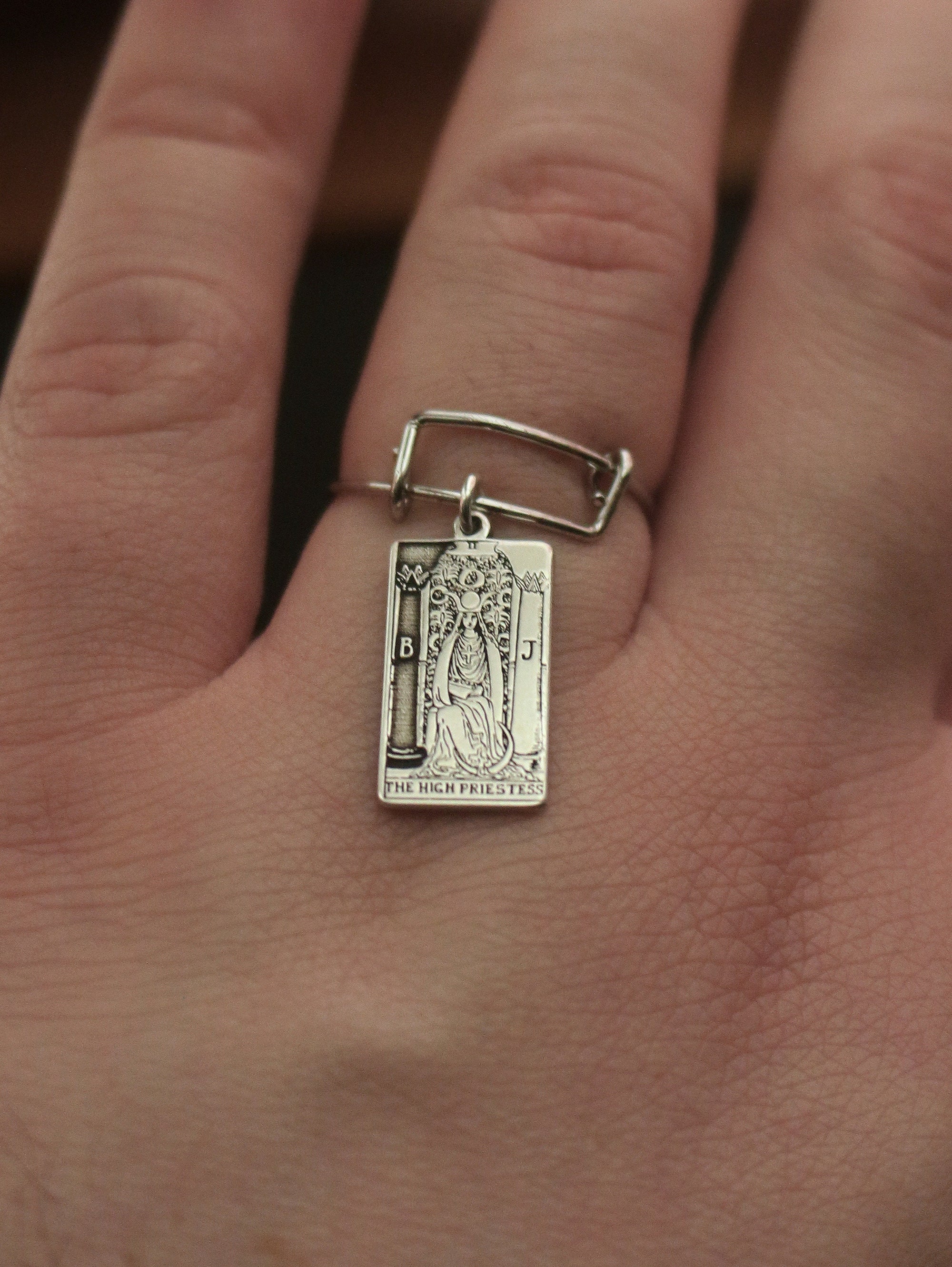 Tarot Card Dangle Ring | Best Friend Gift | Tarot Jewelry | Statement Ring | Celestial Mystic Jewelry | Goth Friendship Ring | Occult Ring