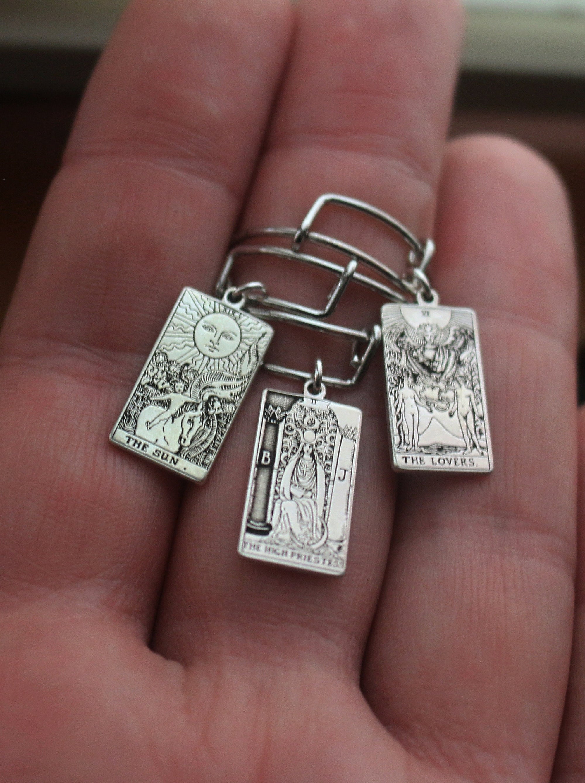 Tarot Card Dangle Ring | Best Friend Gift | Tarot Jewelry | Statement Ring | Celestial Mystic Jewelry | Goth Friendship Ring | Occult Ring