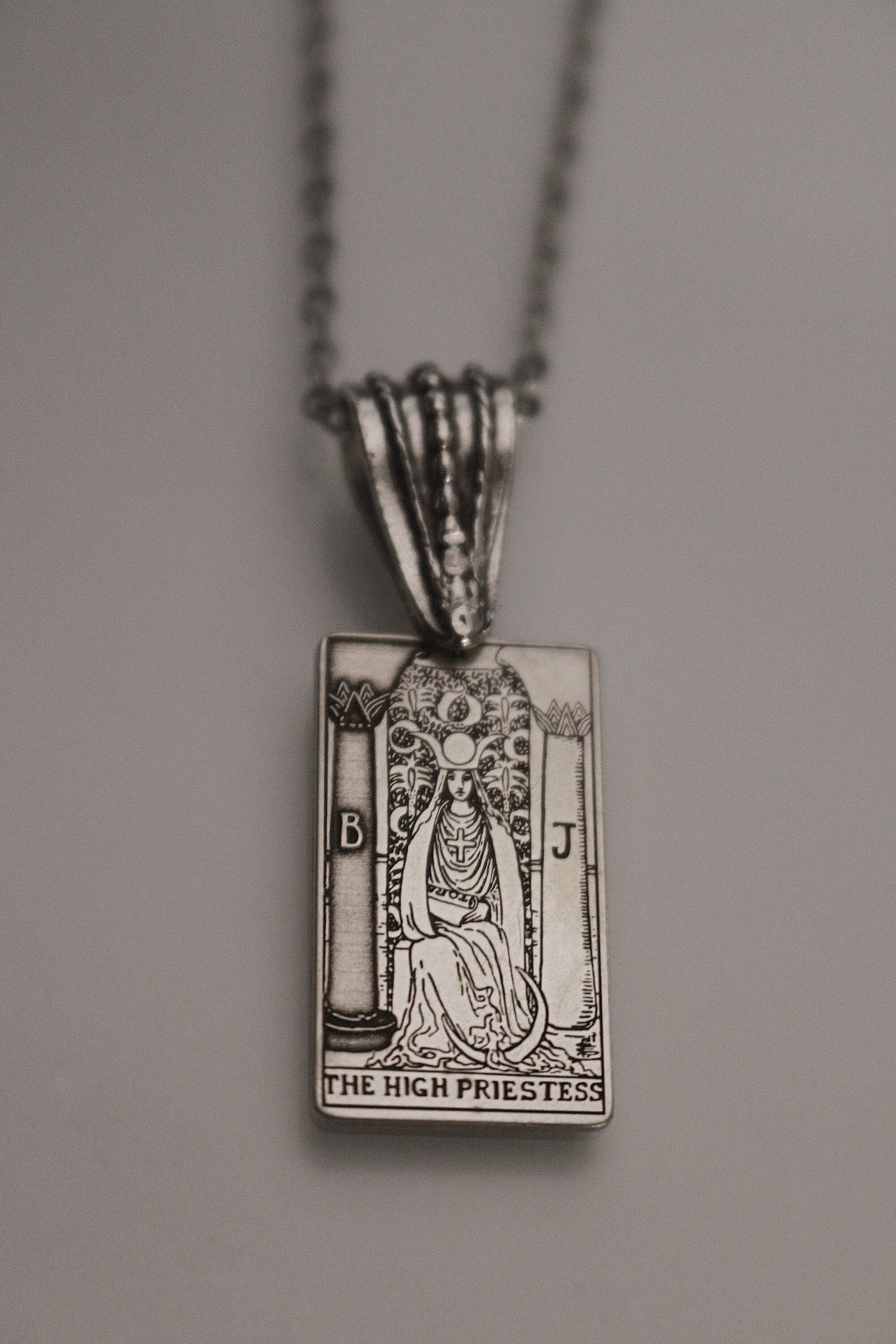 22 CARDS: Fancy Bail Tarot Card Necklace | Best Friend Birthday Gift | Sterling Silver Tarot Card Necklace | Celestial Mystic Witch Jewelry