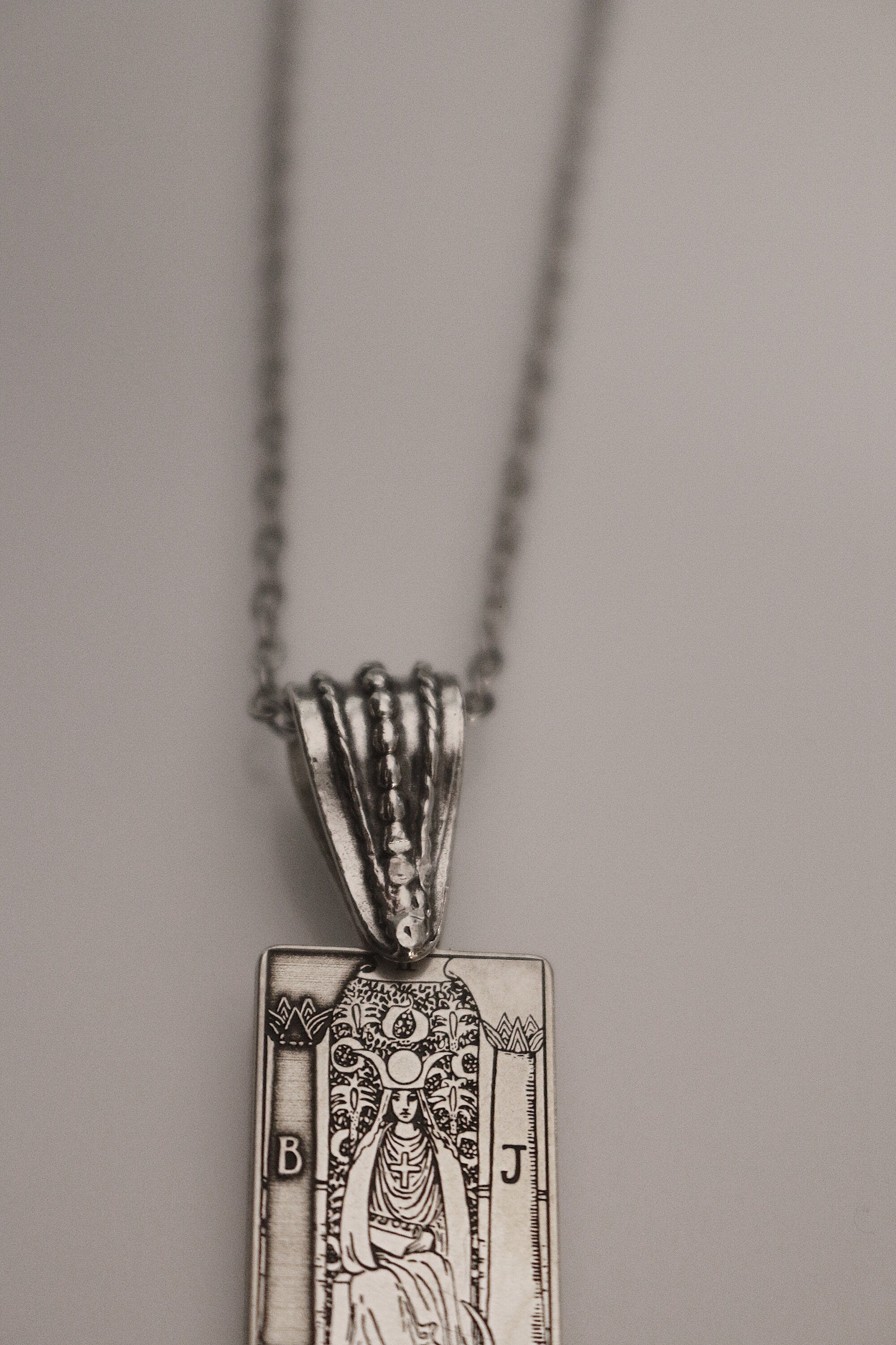 22 CARDS: Fancy Bail Tarot Card Necklace | Best Friend Birthday Gift | Sterling Silver Tarot Card Necklace | Celestial Mystic Witch Jewelry