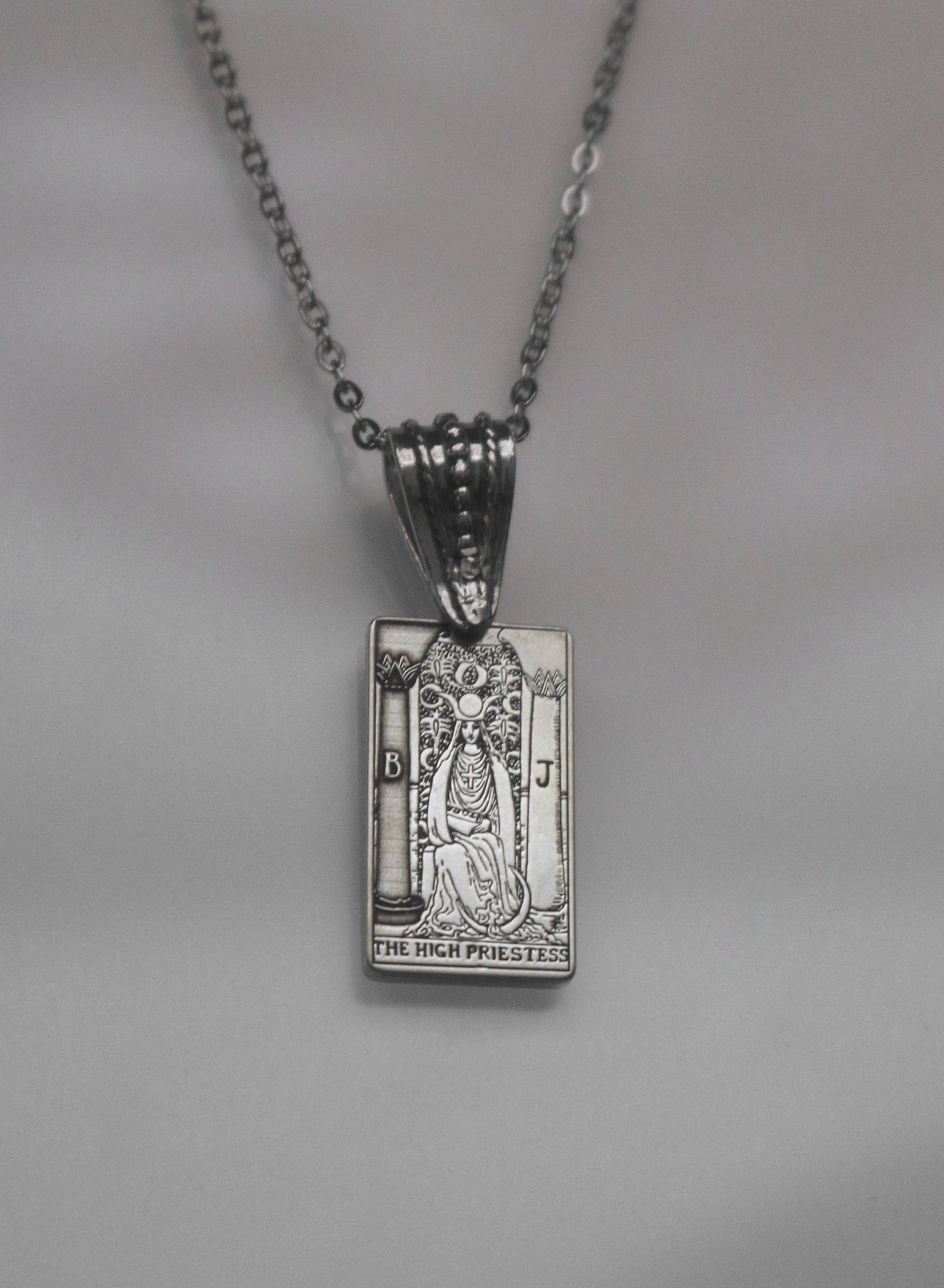 22 CARDS: Fancy Bail Tarot Card Necklace | Best Friend Birthday Gift | Sterling Silver Tarot Card Necklace | Celestial Mystic Witch Jewelry