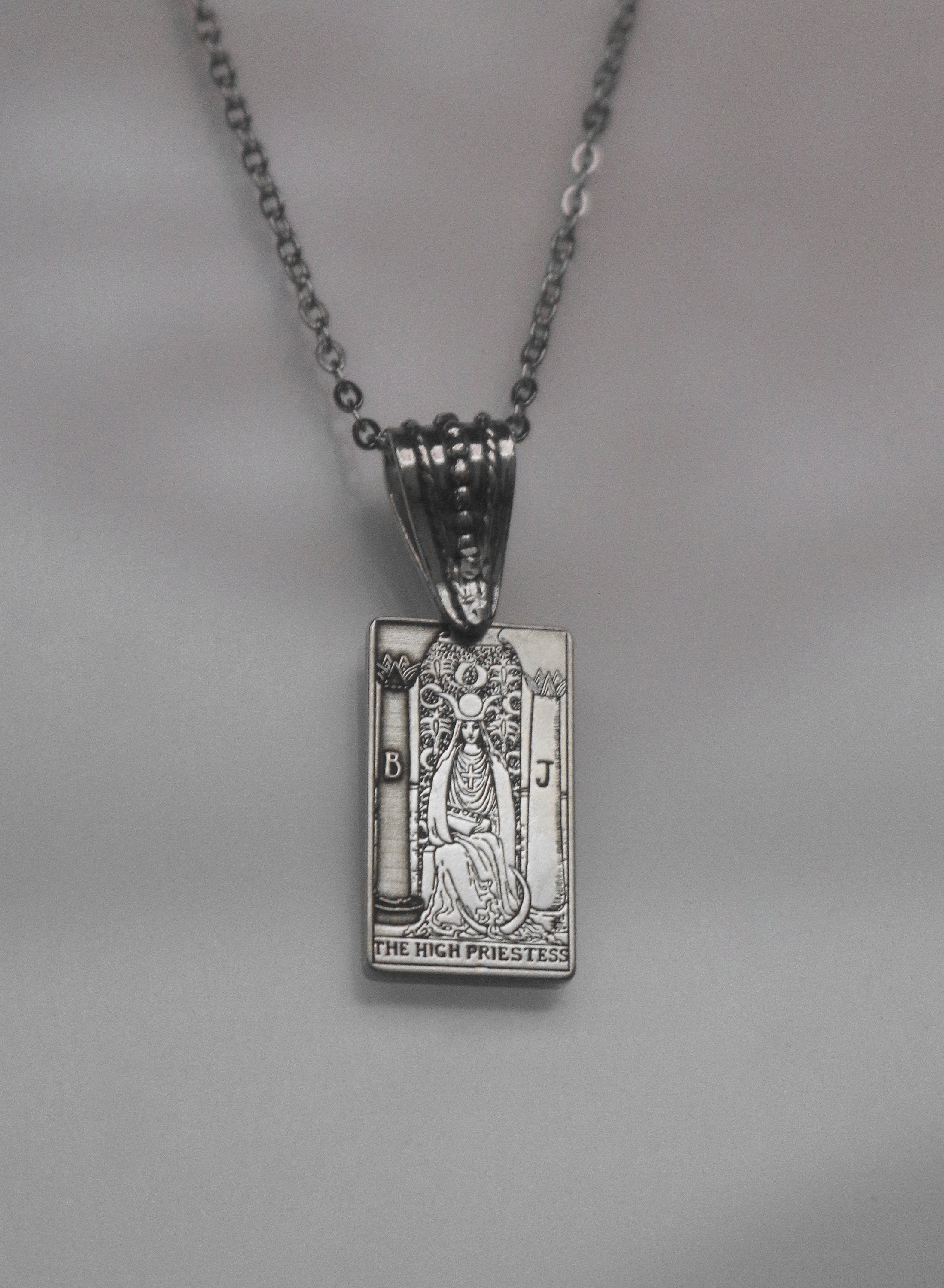 22 CARDS: Fancy Bail Tarot Card Necklace | Best Friend Birthday Gift | Sterling Silver Tarot Card Necklace | Celestial Mystic Witch Jewelry
