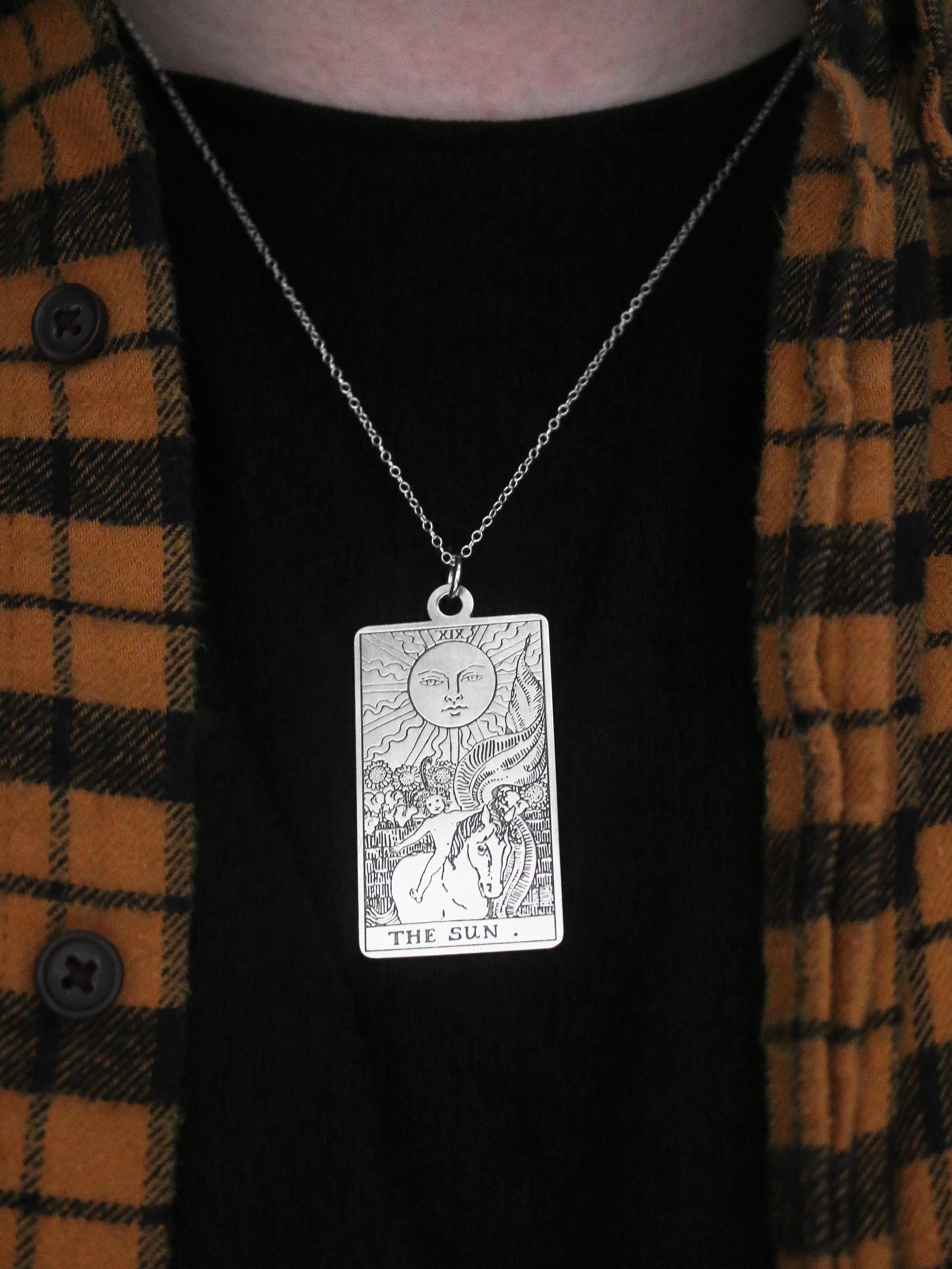22 CARDS: Extra Large Tarot Card Necklace | Best Friend Birthday Gift | Sterling Silver Tarot Card Necklace | Celestial Mystic Witch Jewelry
