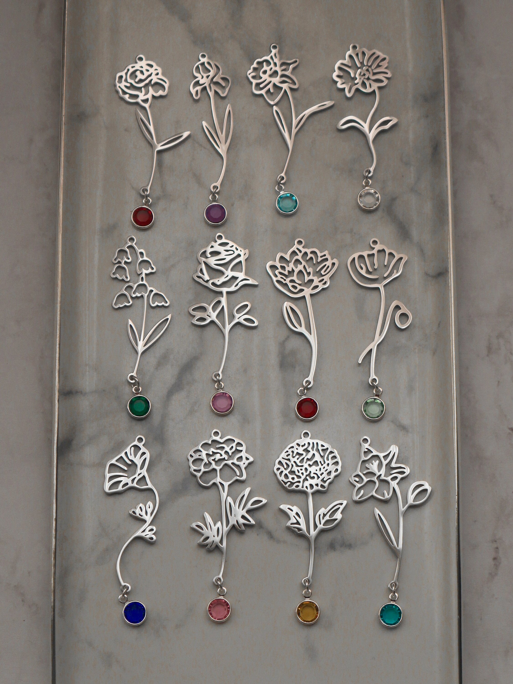 Birth Flower & Birth Stone Necklace | Best Friend Birthday Gift | Birth Month Flower | Birthday Gift for Her | Birthstone Jewelry Necklace