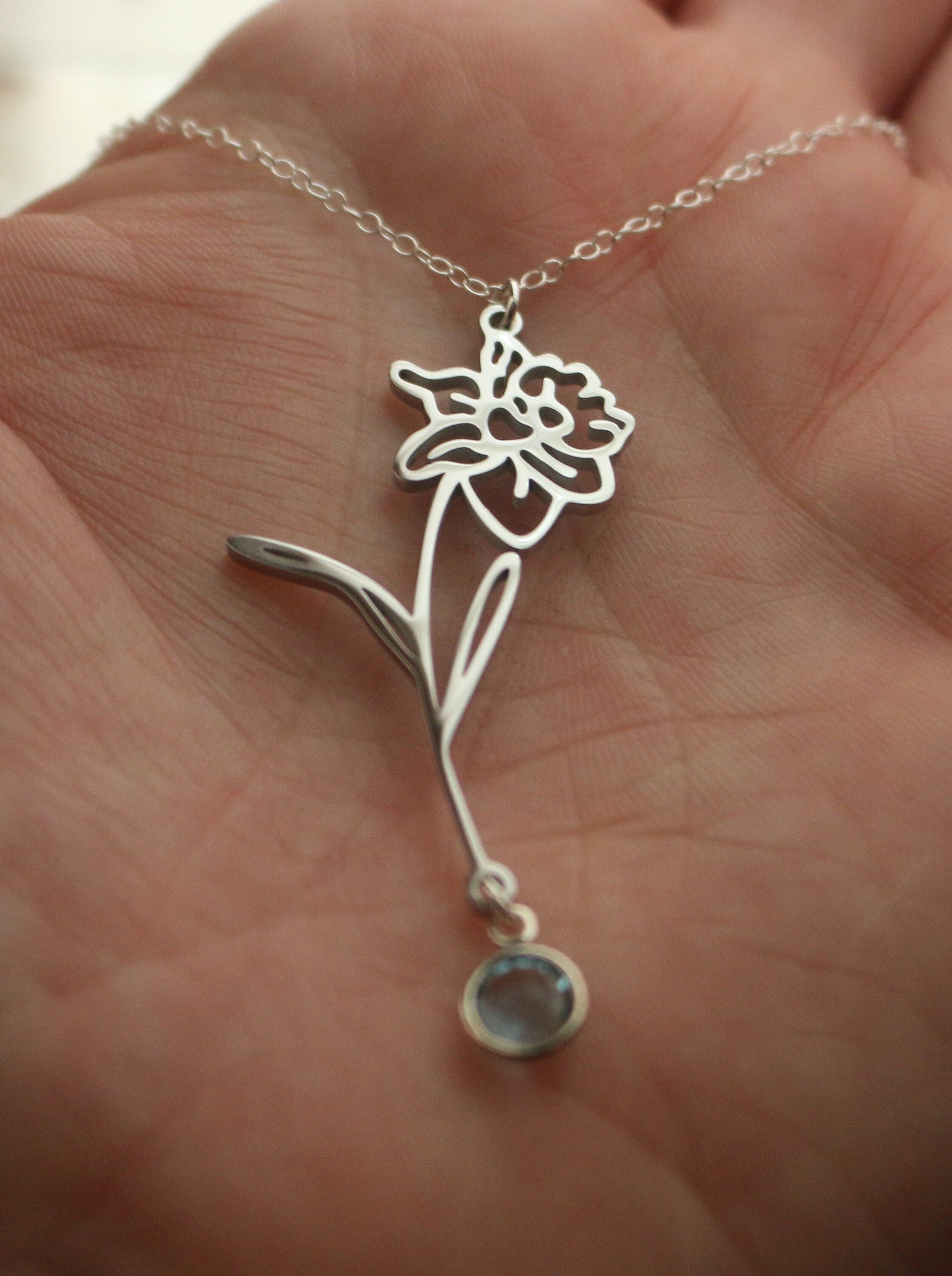 Birth Flower & Birth Stone Necklace | Best Friend Birthday Gift | Birth Month Flower | Birthday Gift for Her | Birthstone Jewelry Necklace