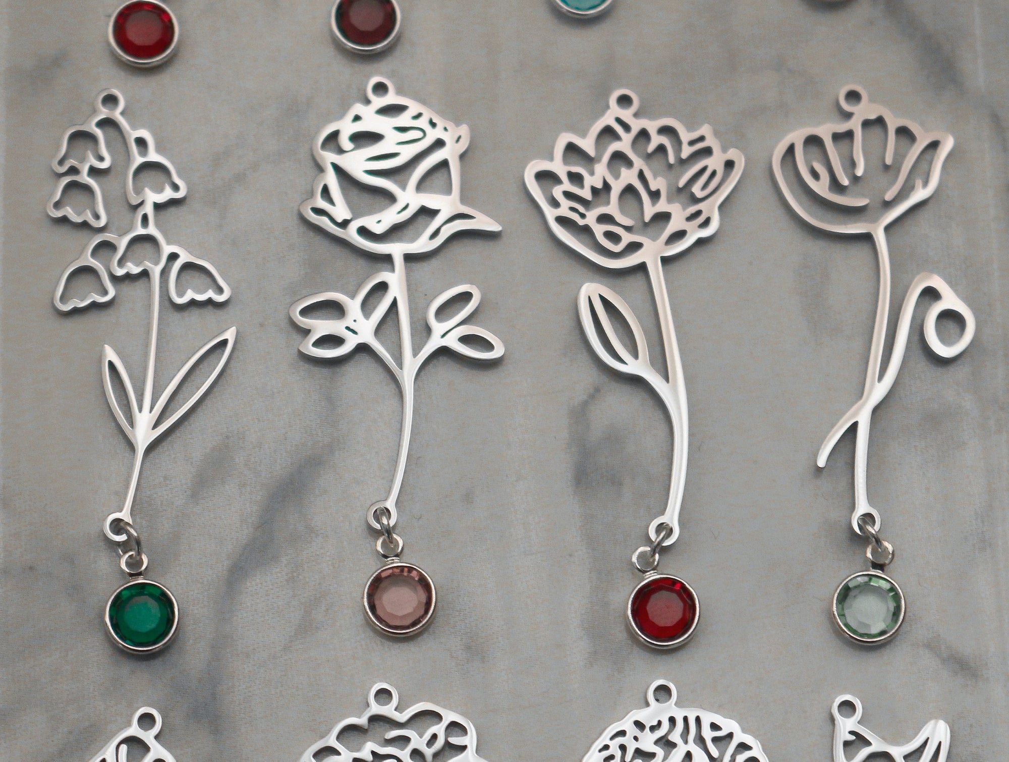 Birth Flower & Birth Stone Necklace | Best Friend Birthday Gift | Birth Month Flower | Birthday Gift for Her | Birthstone Jewelry Necklace