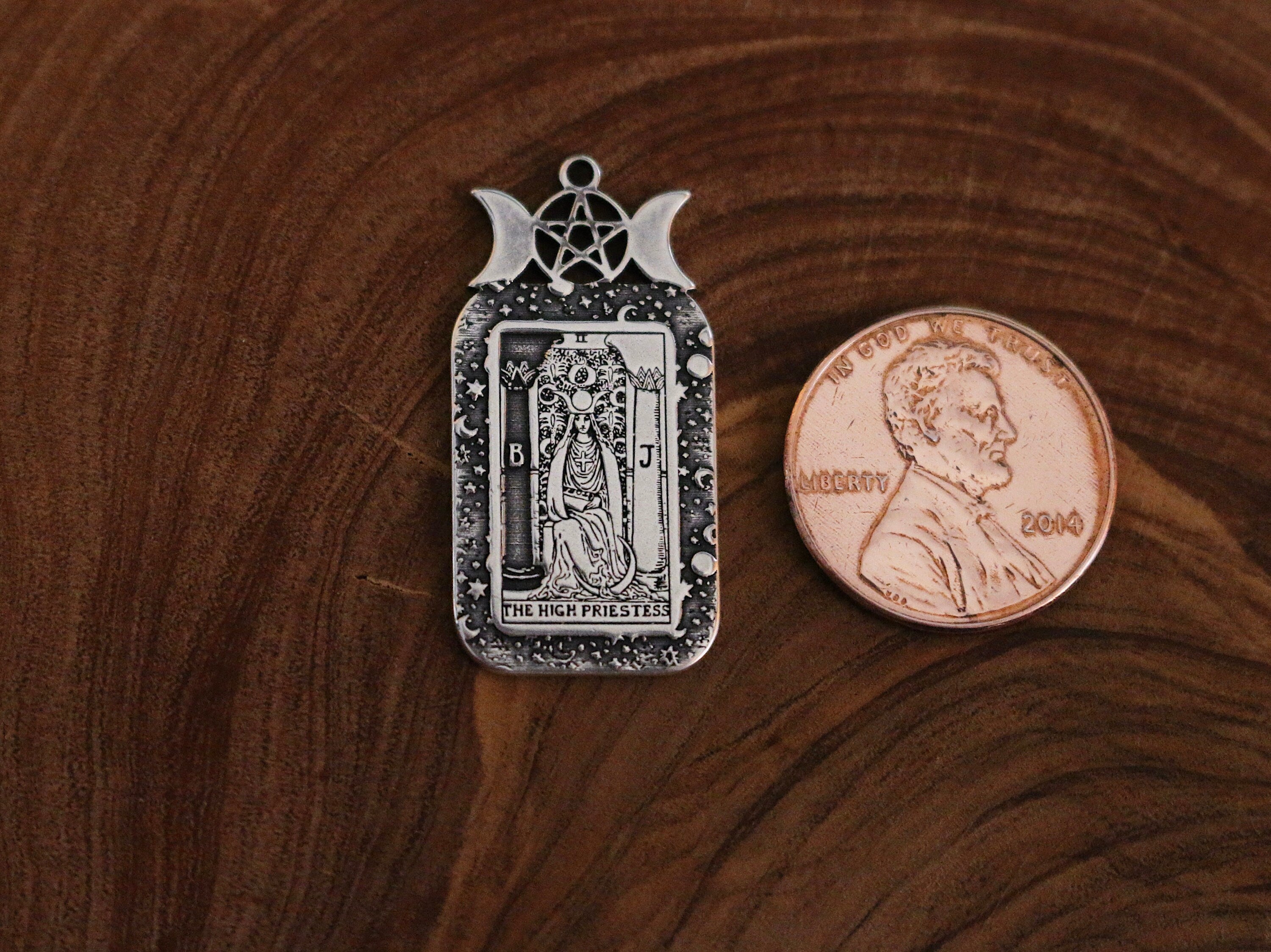 The Hermit Tarot Card Necklace | Best Friend Birthday Gift | Tarot Card Necklace | Celestial Triple Moon Goddess Jewelry | Witch Necklace
