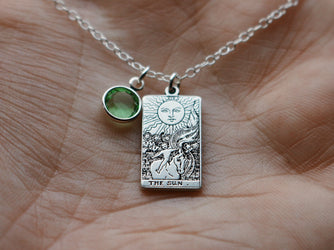 22 CARDS: Dainty Birthstone Tarot Card Sterling Silver Necklace | Best Friend Birthday Gift | Tarot Card Necklace | Celestial Mystic Jewelry