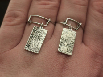 Tarot Card Dangle Ring | Best Friend Gift | Tarot Jewelry | Statement Ring | Celestial Mystic Jewelry | Goth Friendship Ring | Occult Ring