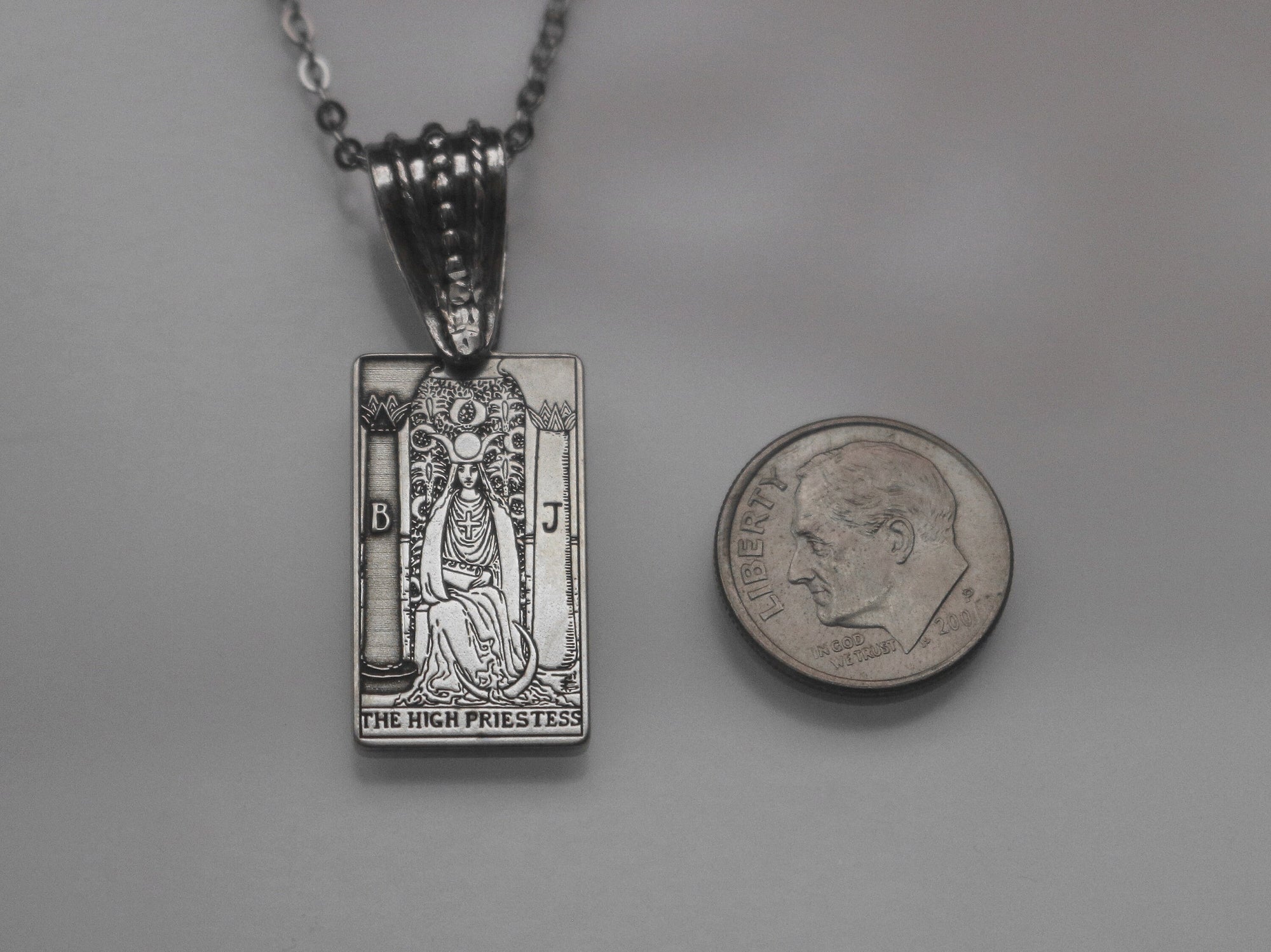 22 CARDS: Fancy Bail Tarot Card Necklace | Best Friend Birthday Gift | Sterling Silver Tarot Card Necklace | Celestial Mystic Witch Jewelry