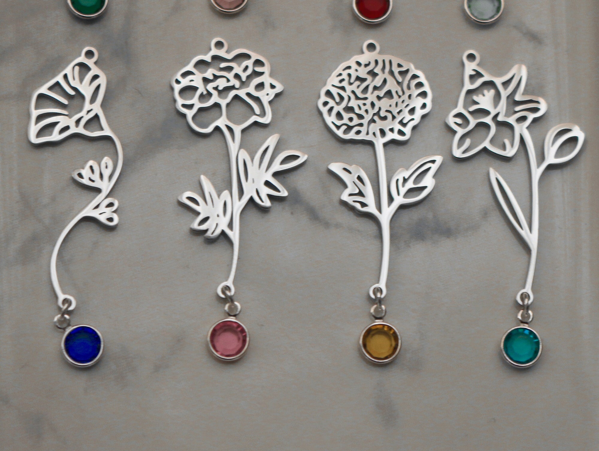 Birth Flower & Birth Stone Necklace | Best Friend Birthday Gift | Birth Month Flower | Birthday Gift for Her | Birthstone Jewelry Necklace
