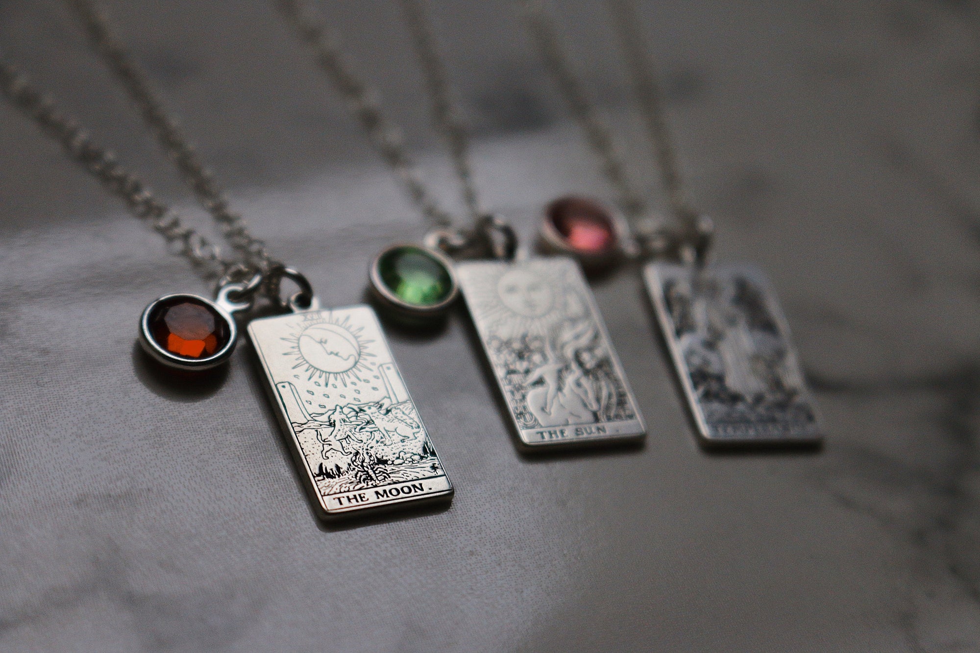 22 CARDS: Dainty Birthstone Tarot Card Sterling Silver Necklace | Best Friend Birthday Gift | Tarot Card Necklace | Celestial Mystic Jewelry