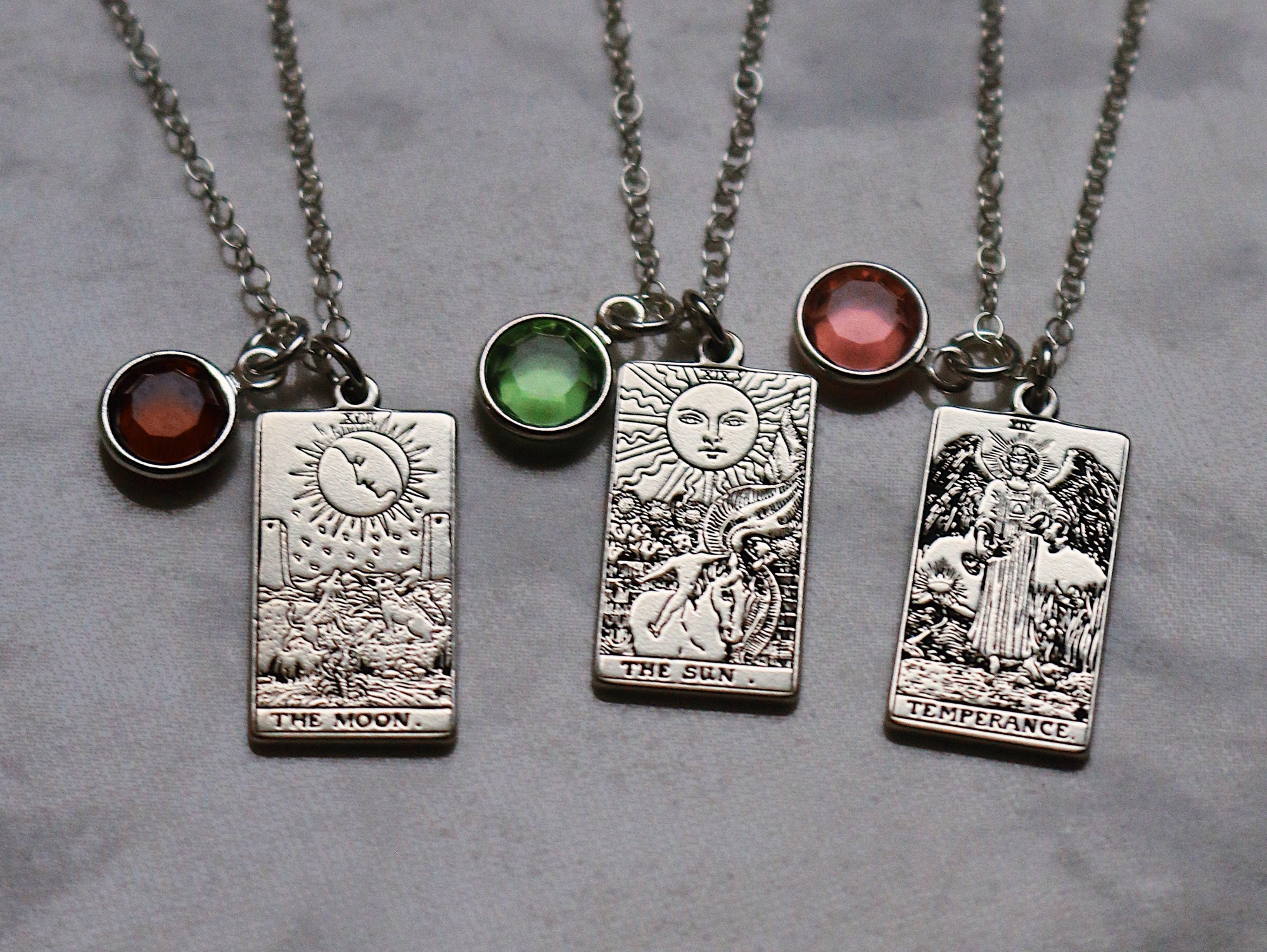 22 CARDS: Dainty Birthstone Tarot Card Sterling Silver Necklace | Best Friend Birthday Gift | Tarot Card Necklace | Celestial Mystic Jewelry