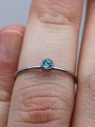 March Silver Birthstone Stacking Ring | Personalized Birth Month | Best Friend Birthday | Stackable Birth Stone Ring | Mom Crystal Stack