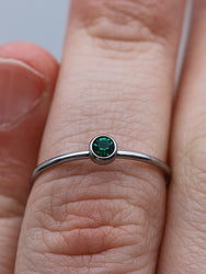 May Silver Birthstone Stacking Ring | Personalized Birth Month | Best Friend Birthday | Stackable Birth Stone Ring | Mom Crystal Stack