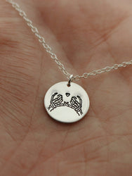 Double Skeleton Heart Pinky Swear Silver Charm Necklace | Pinky Promise Necklace | Best Friend Necklace | Everyday Dainty Silver Necklace