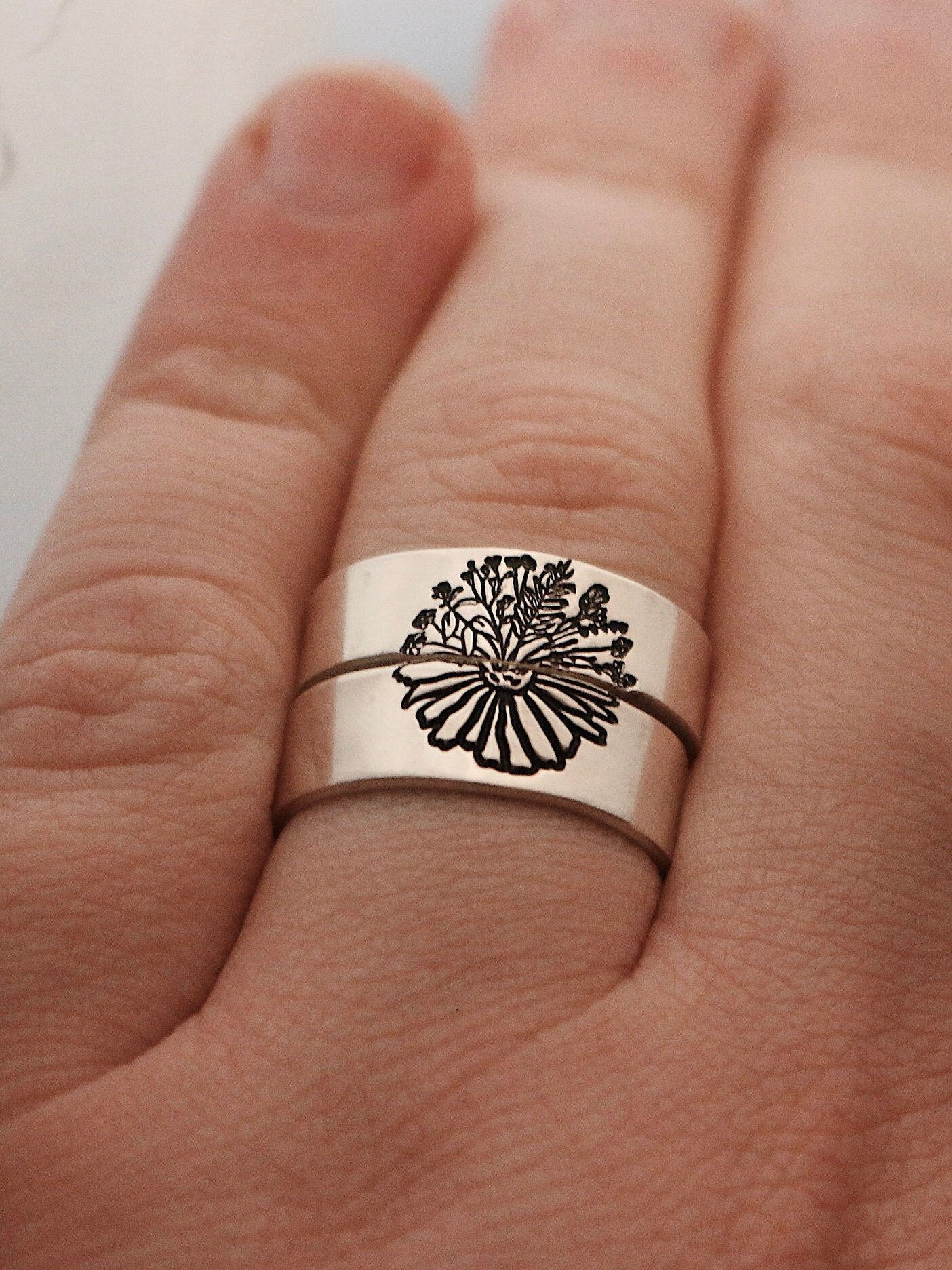 Friendship Rings | Matching 2 Ring Floral Matching Ring Set | Best Friend Gift | Promise Ring | Couples Rings | Anniversary Ring | Daisy