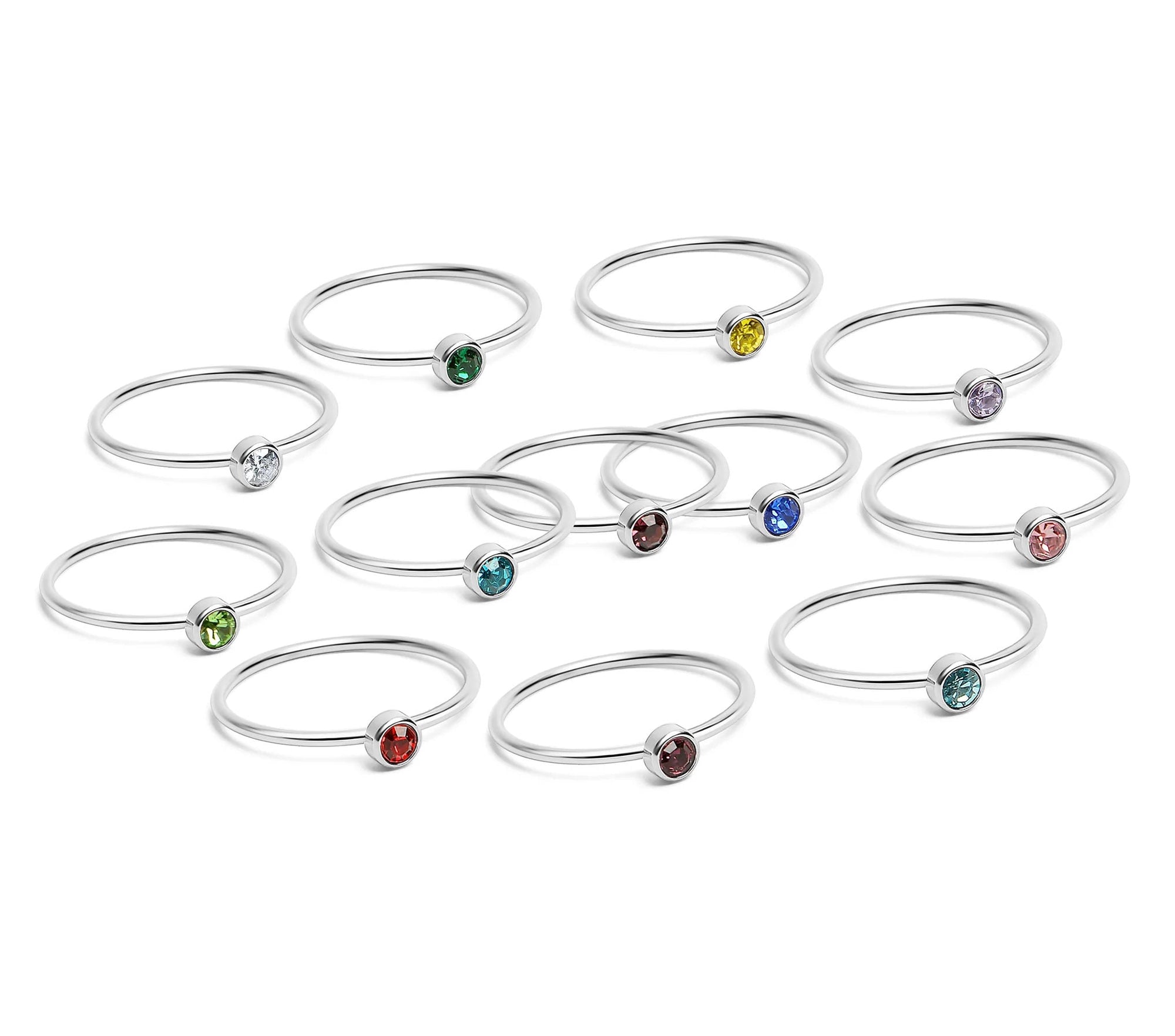 January Silver Birthstone Stacking Ring | Personalized Birth Month | Best Friend Birthday | Stackable Birth Stone Ring | Mom Crystal Stack