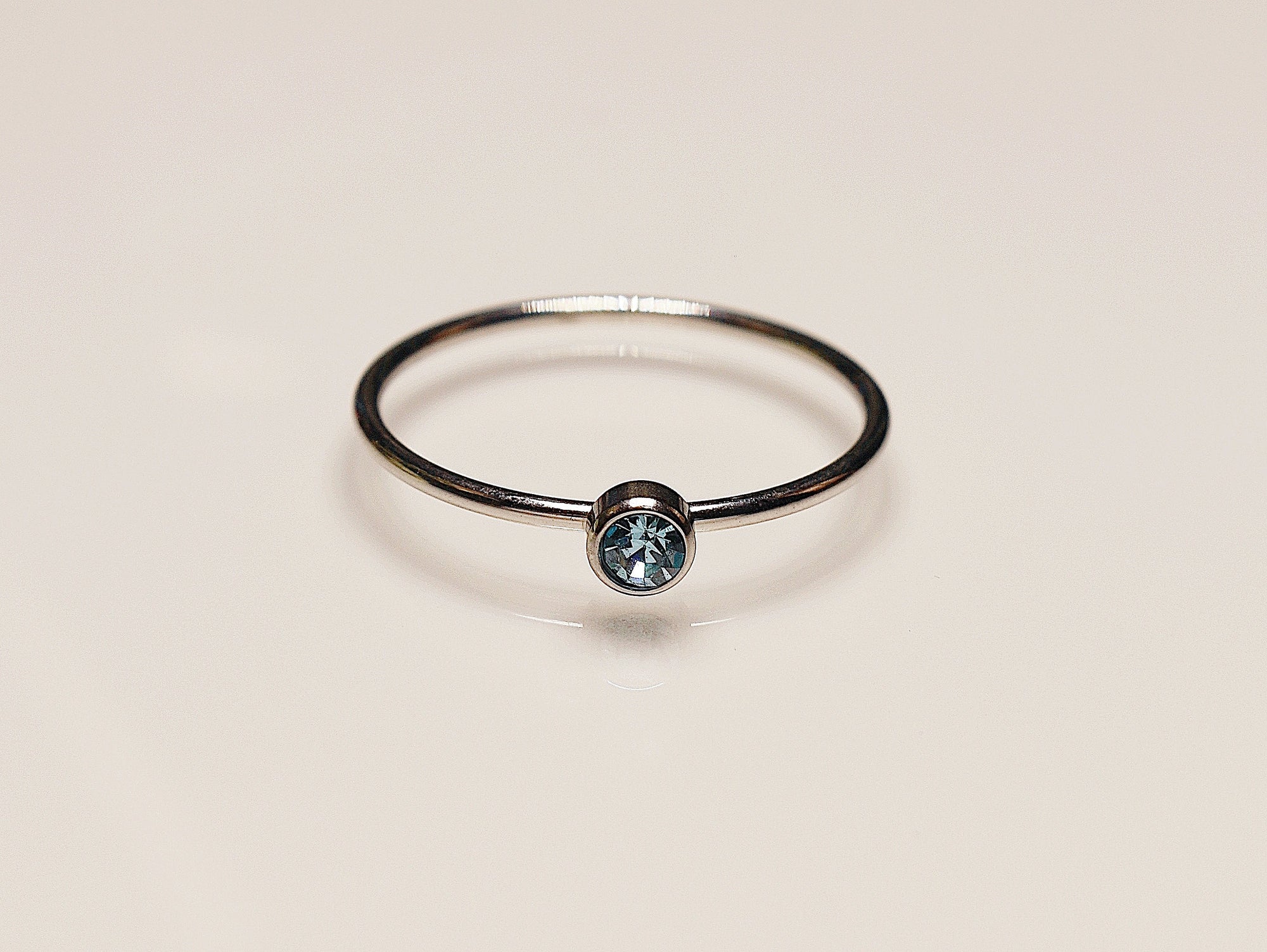 March Silver Birthstone Stacking Ring | Personalized Birth Month | Best Friend Birthday | Stackable Birth Stone Ring | Mom Crystal Stack