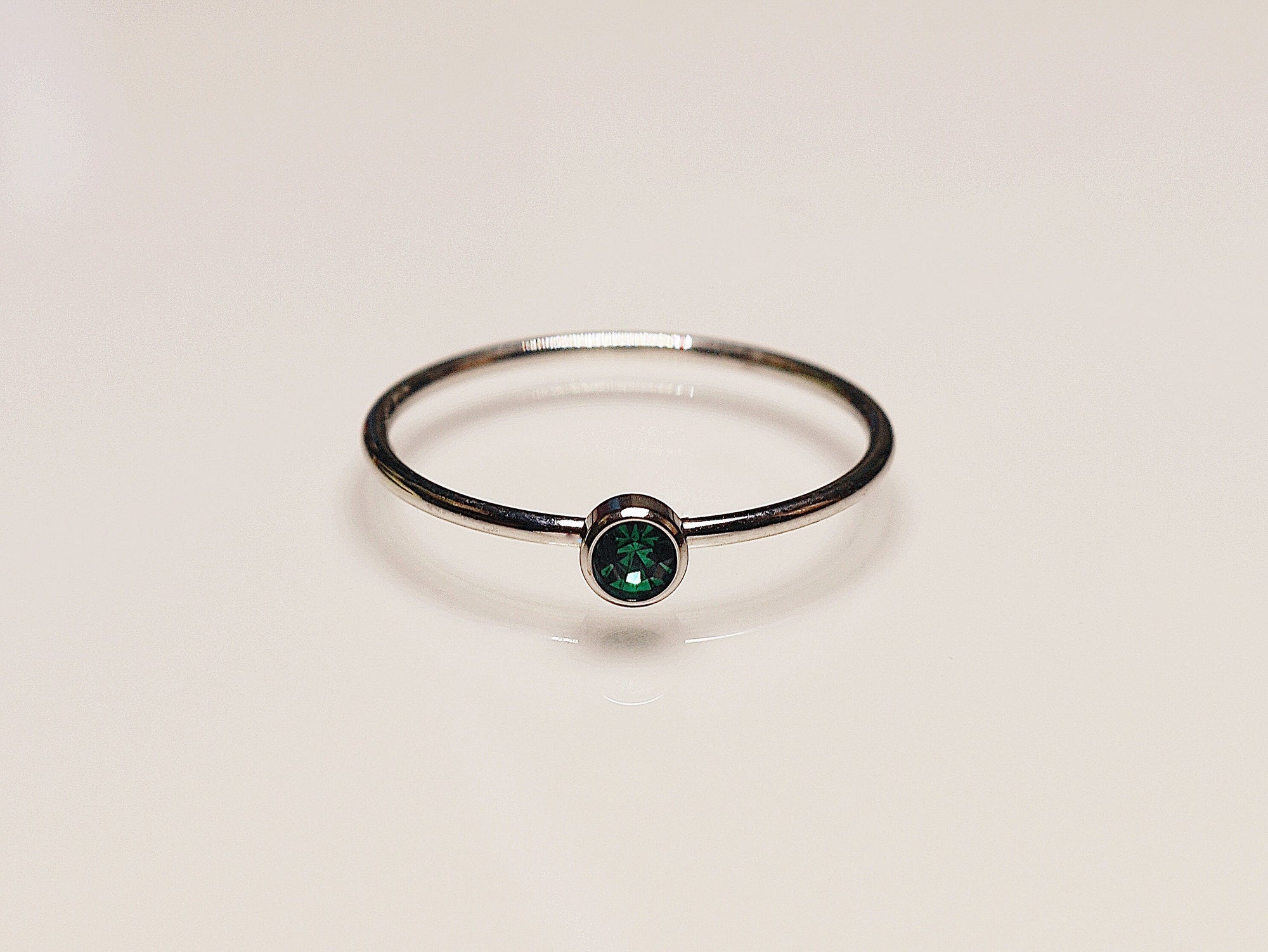 May Silver Birthstone Stacking Ring | Personalized Birth Month | Best Friend Birthday | Stackable Birth Stone Ring | Mom Crystal Stack