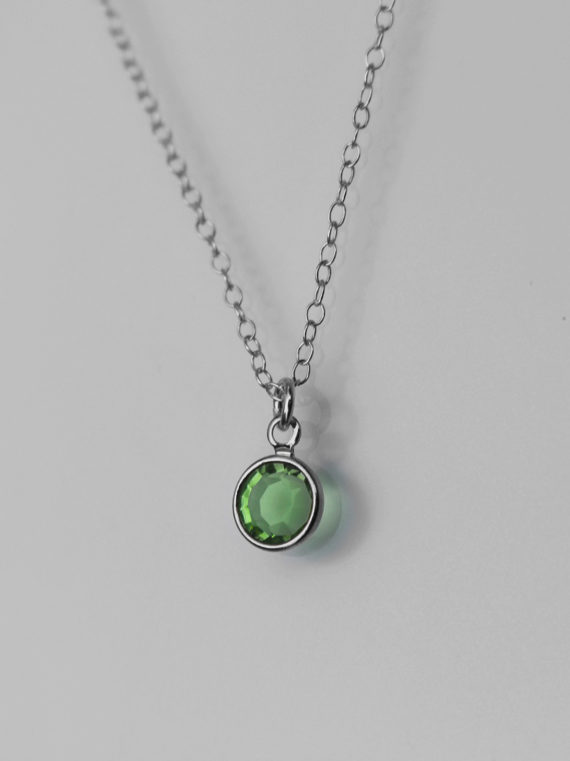 August Birthstone Necklace | Light Green Solitaire Necklace