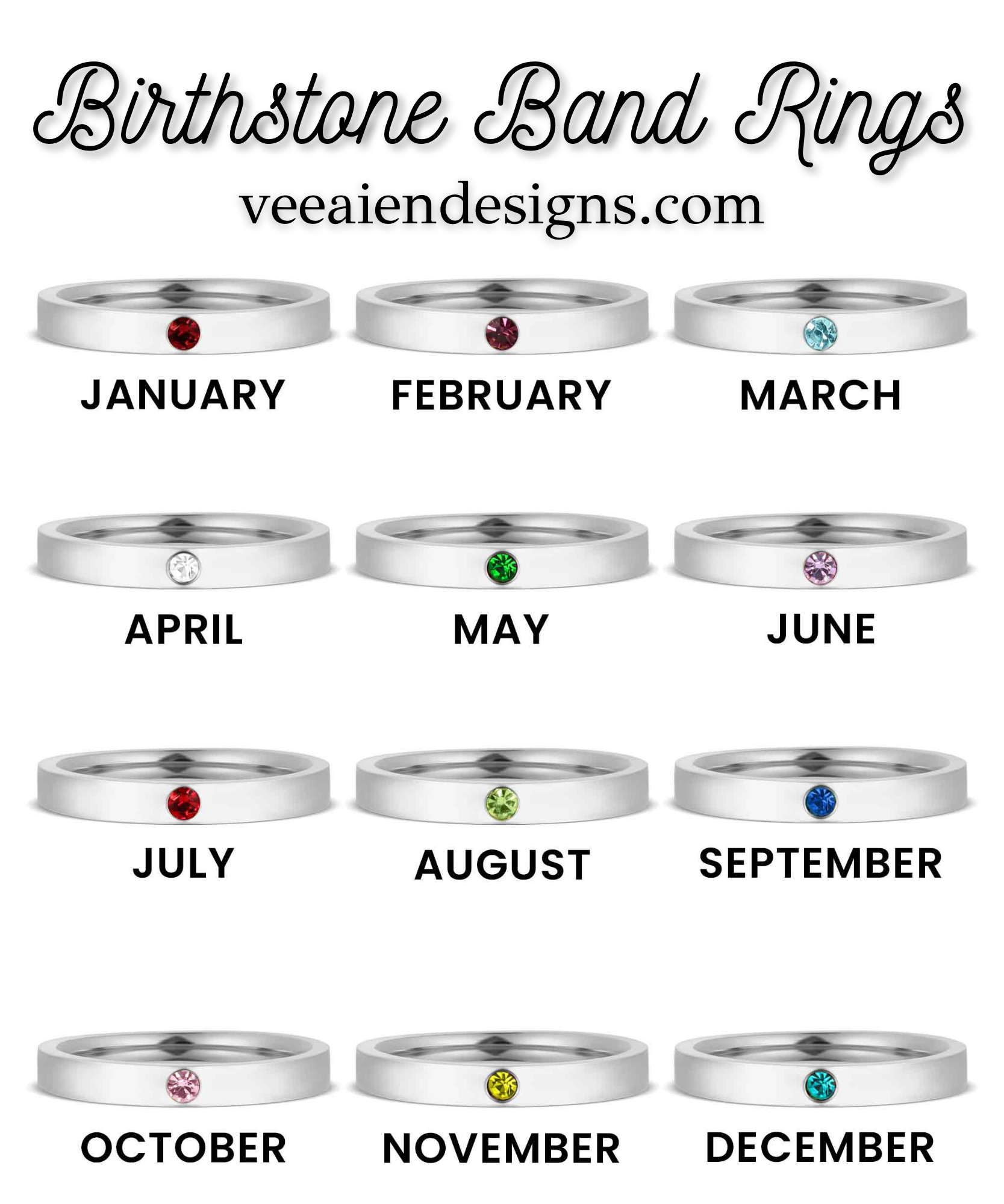 June Birthstone Ring - Band Style