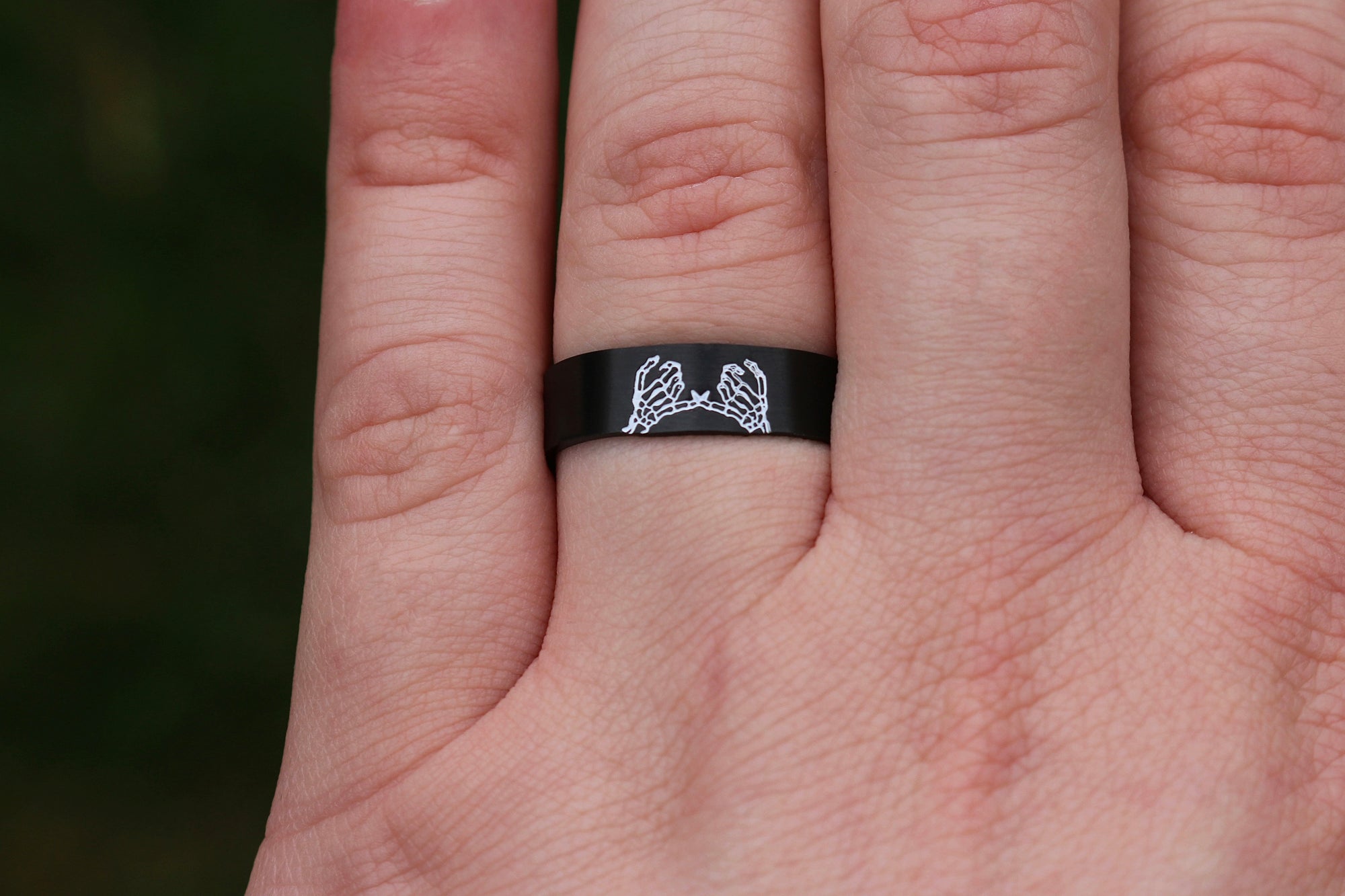 Double Skeleton Pinky Promise Ring - Black Stainless Steel