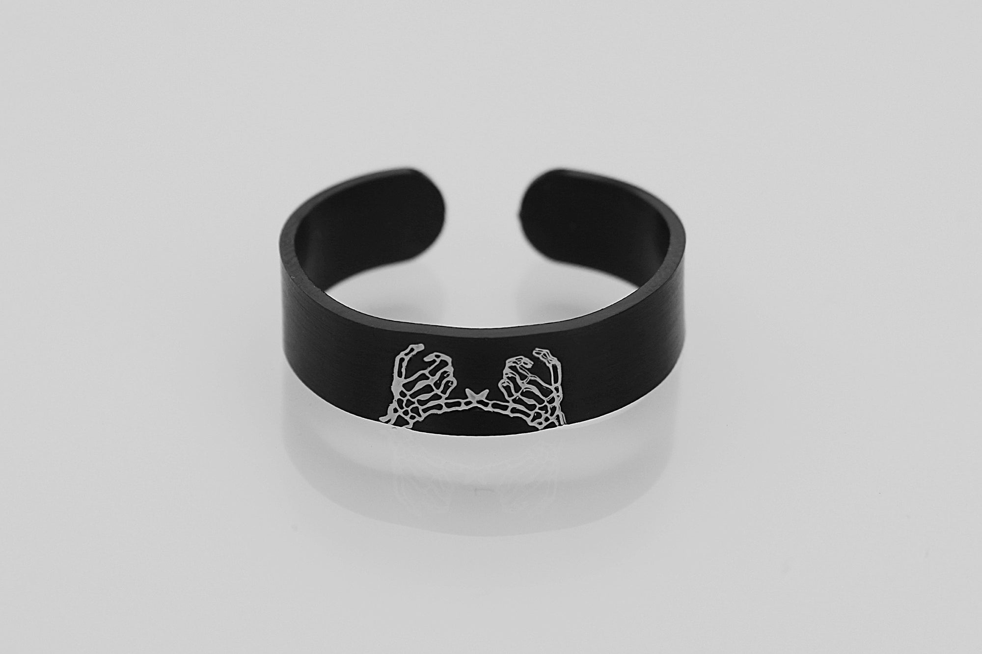 Double Skeleton Pinky Promise Ring - Black Stainless Steel