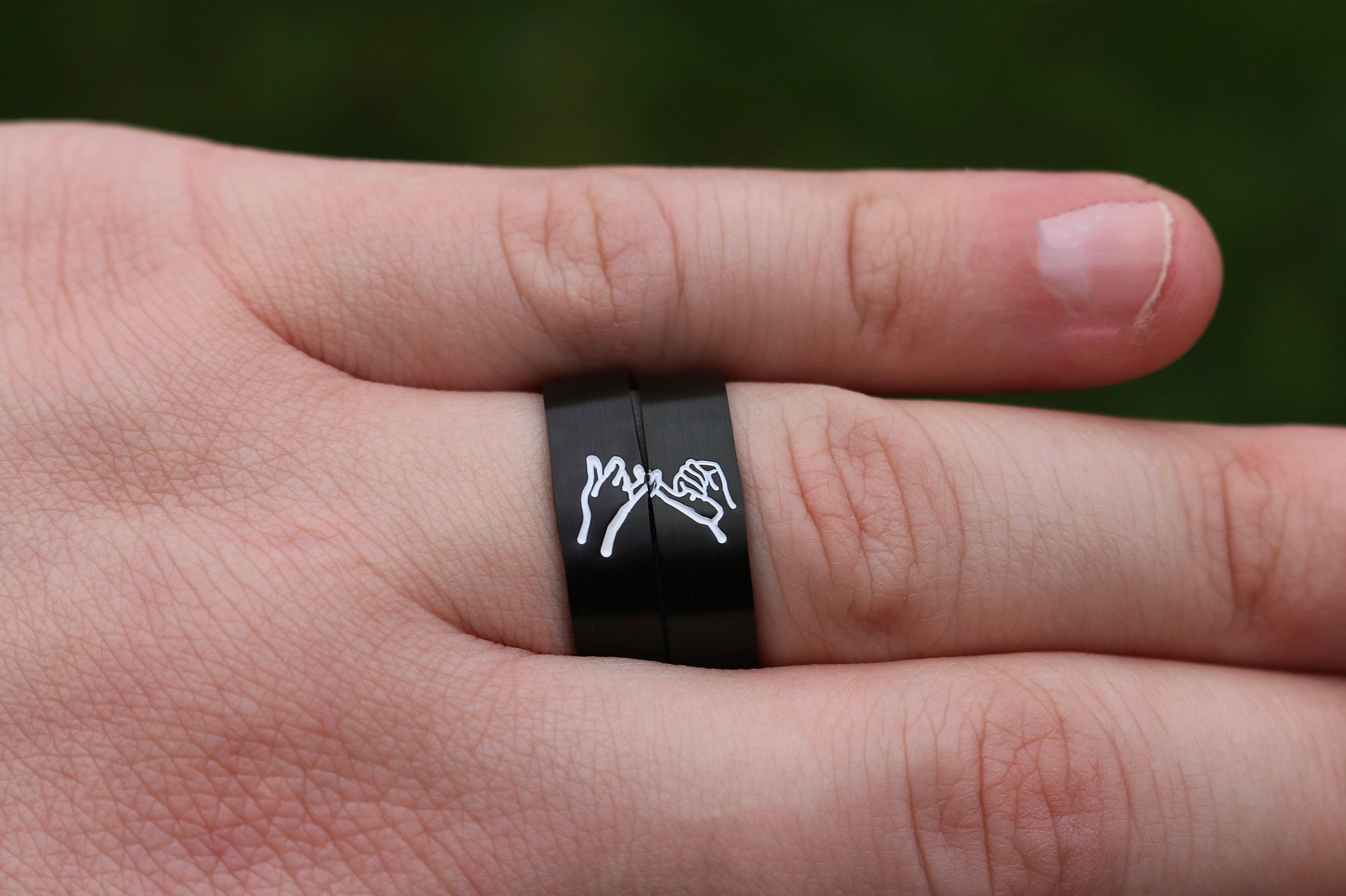 Pinky Promise Ring Set - Black Stainless Steel