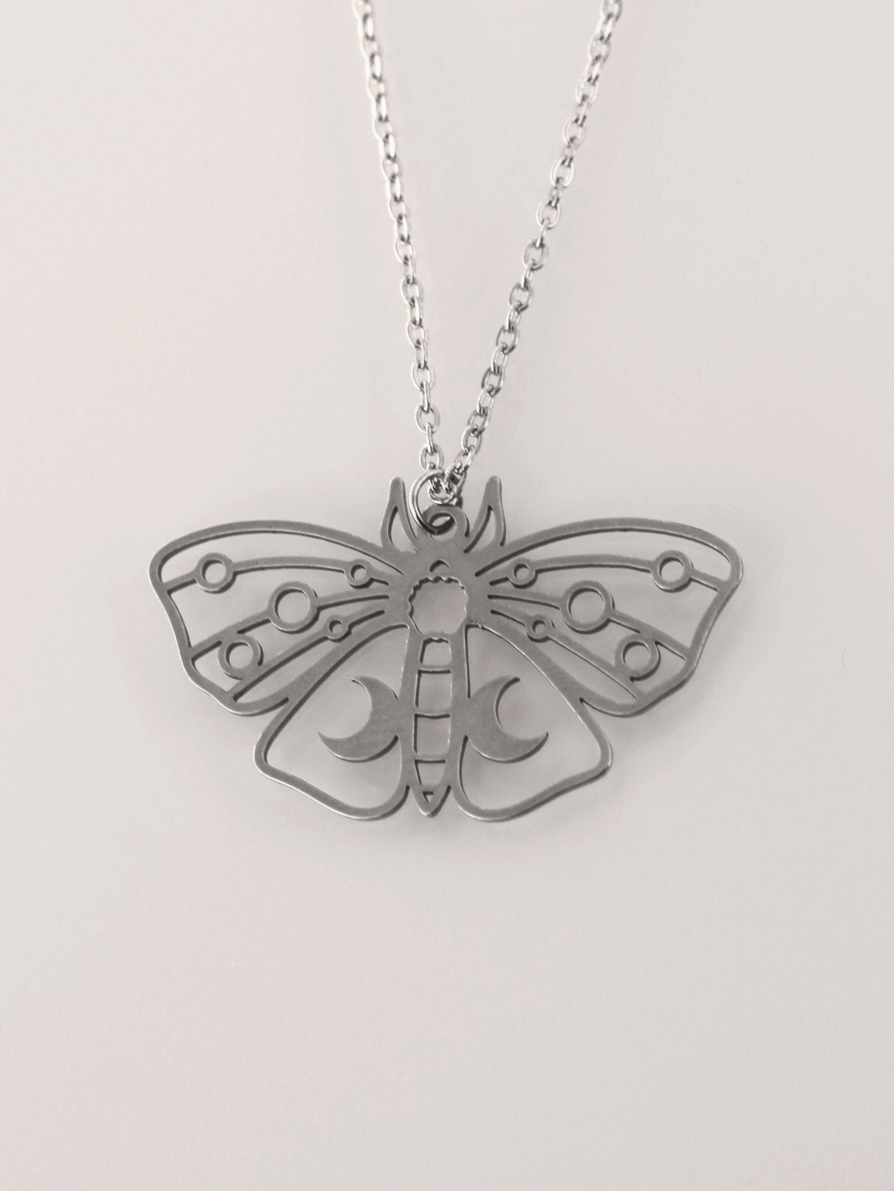 Crescent Moon Moth Necklace