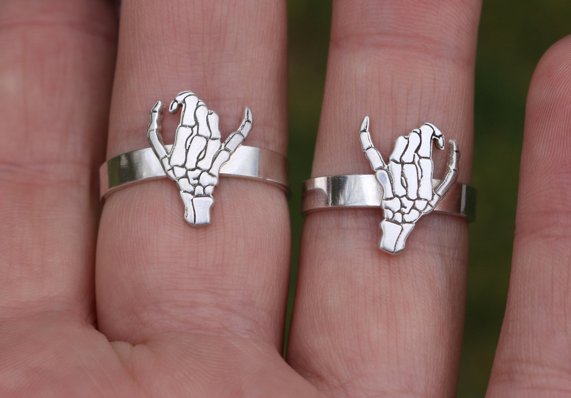 Double Skeleton Pinky Swear Hands Ring Set