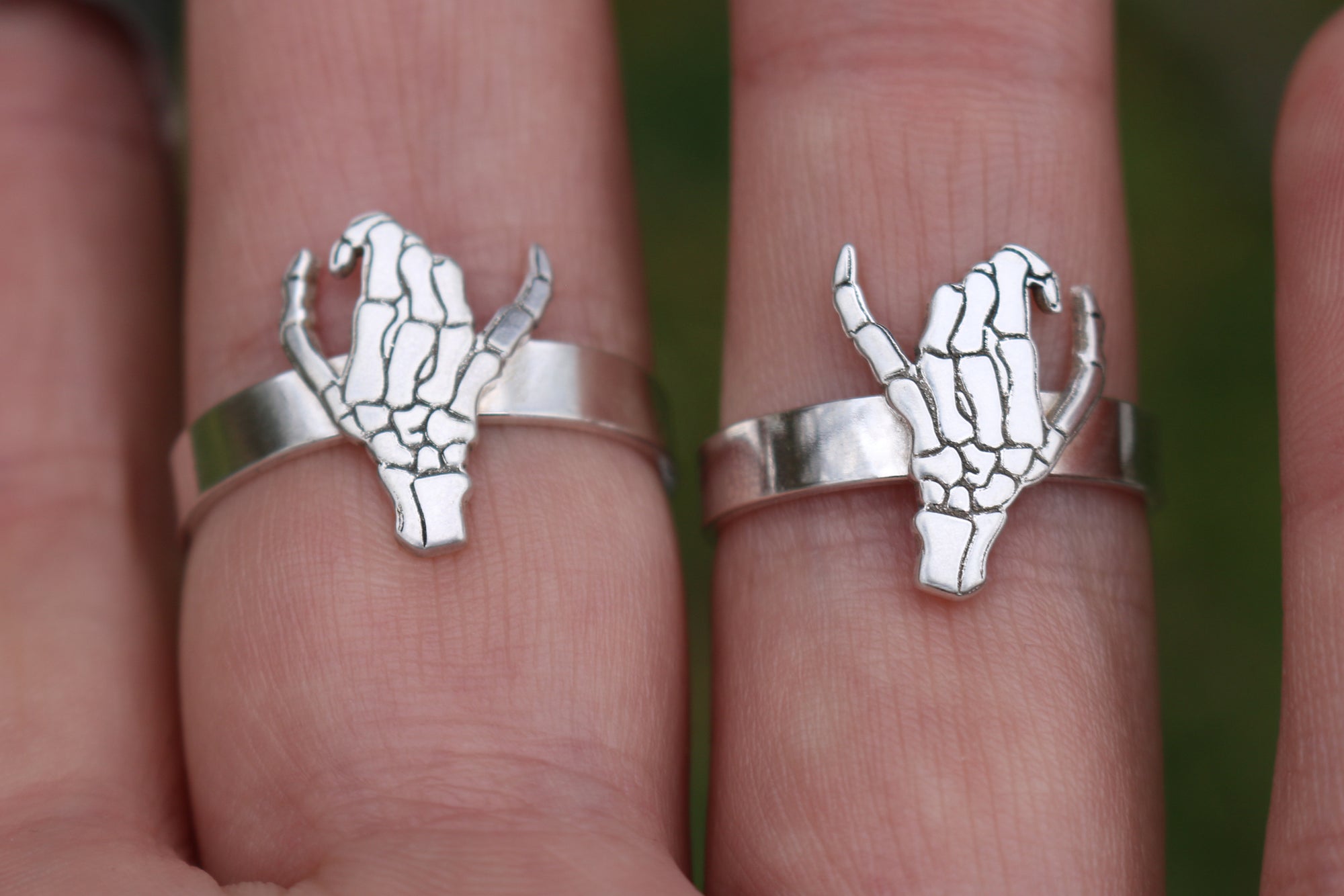 Double Skeleton Pinky Swear Hands Ring Set