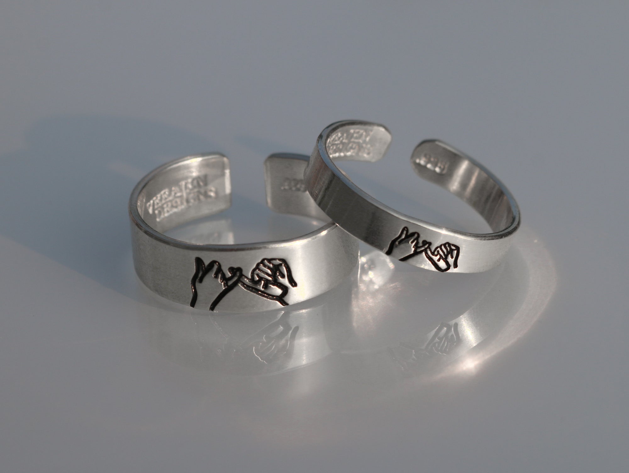Thin and Wide Pinky Swear Ring Set