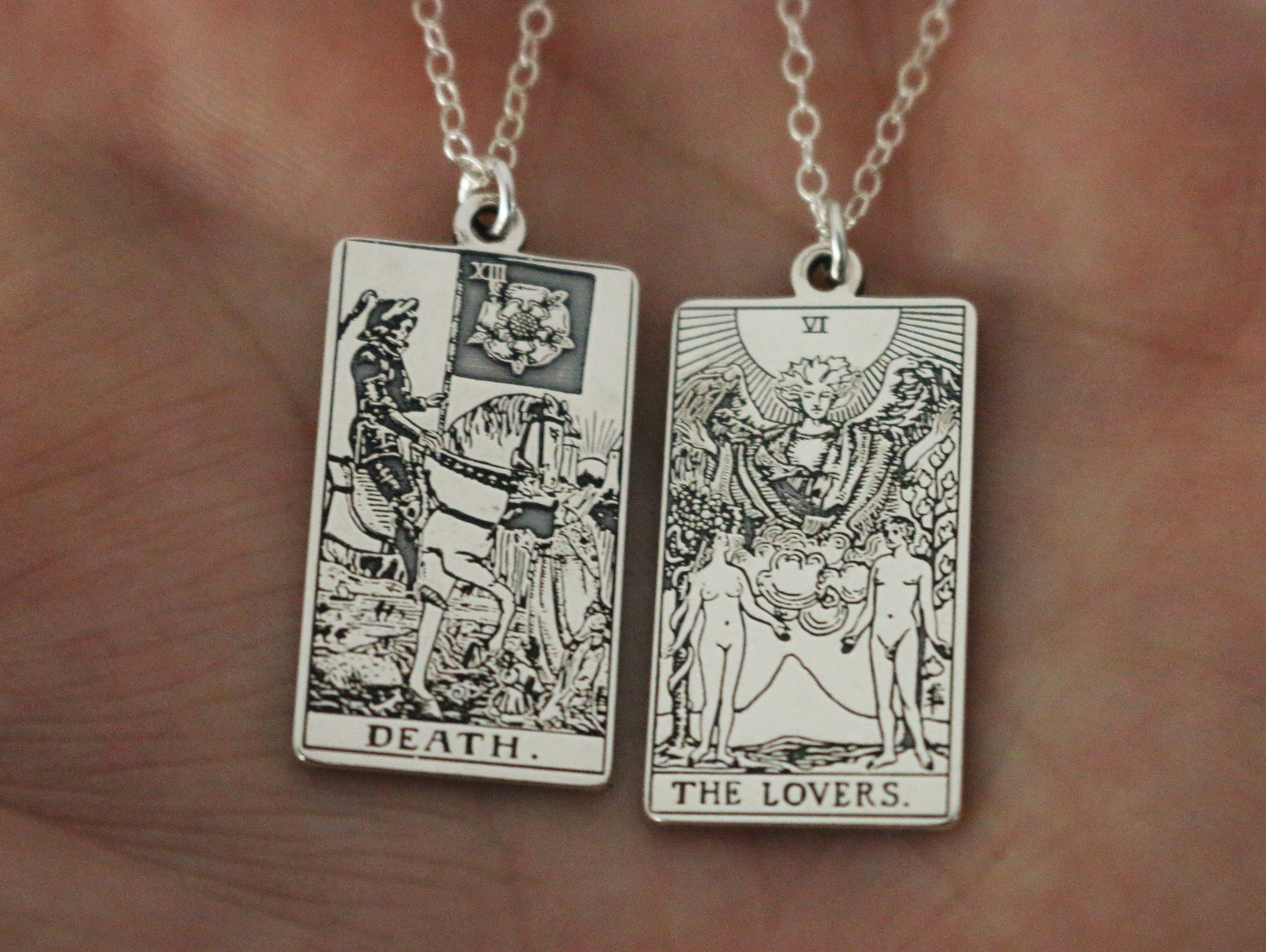 22 CARDS: Large The Major Arcana Tarot Card Necklace - Sterling Silver