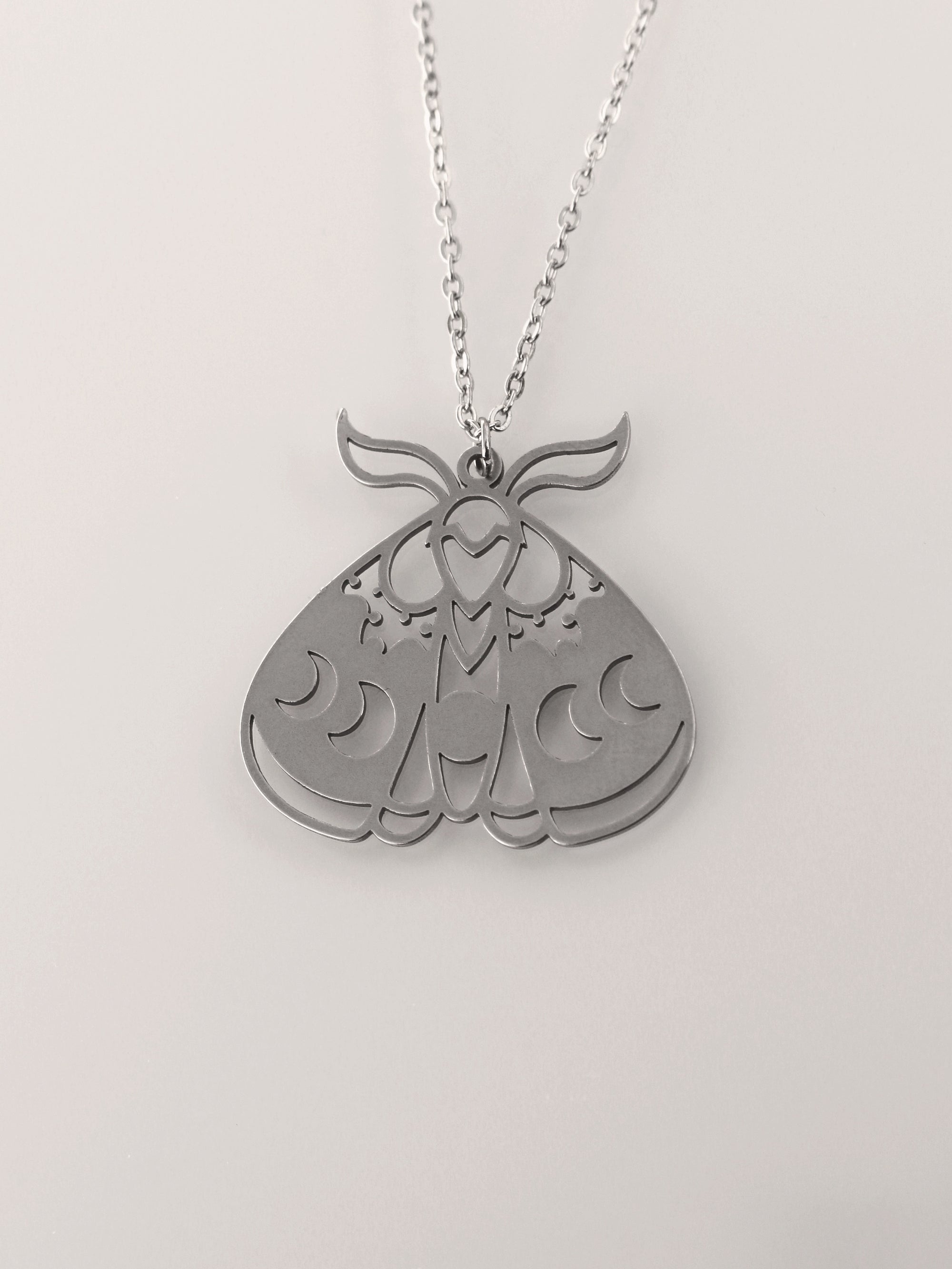 Moon Phase Moth Necklace