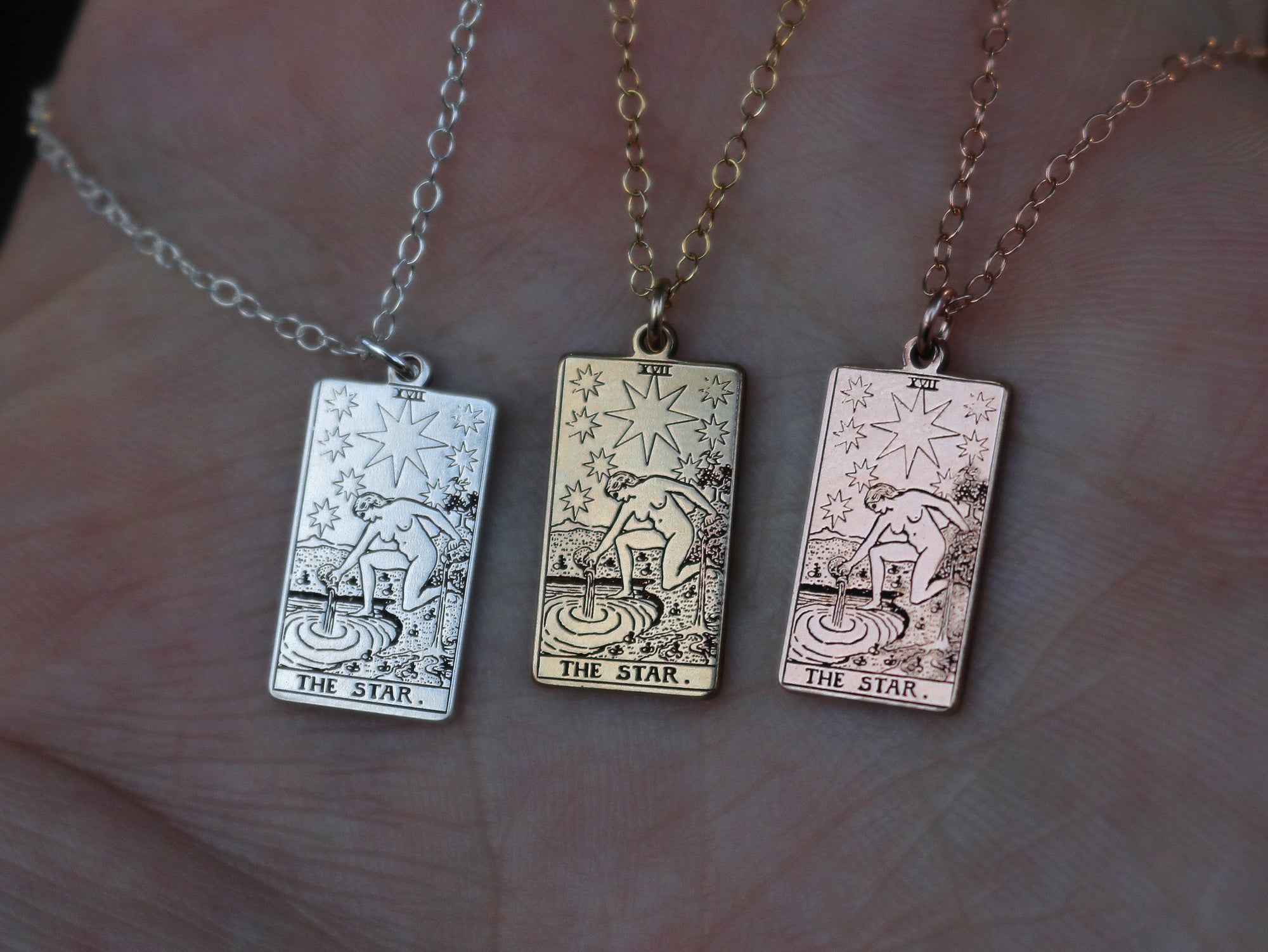 22 CARDS: The Major Arcana Dainty Tarot Card Necklace - Rose Gold Filled