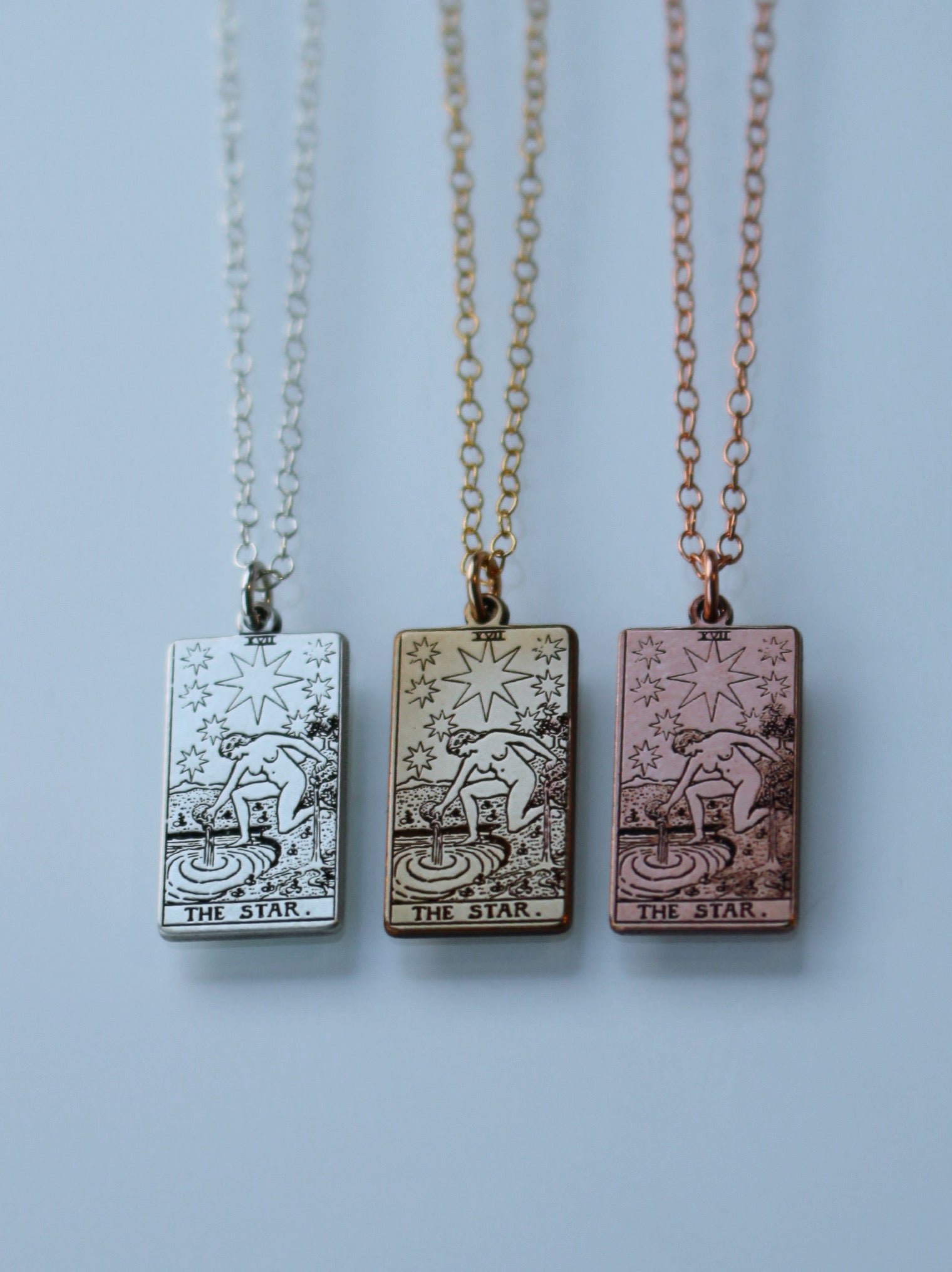 22 CARDS: The Major Arcana Dainty Tarot Card Necklace - Rose Gold Filled