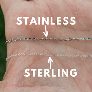 Silver Pear Shaped Birthstone Necklace | Dainty Silver Teardrop Pendant | Stainless Steel Custom Birth Month Gift for Her | Everyday Jewelry