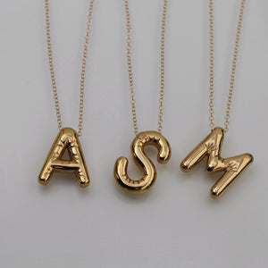 Balloon Letter Necklace | Monogram Necklace | Bubble Initial | Gold Letter Necklace | Summer Necklace | Puffy Letter Necklace | For Her