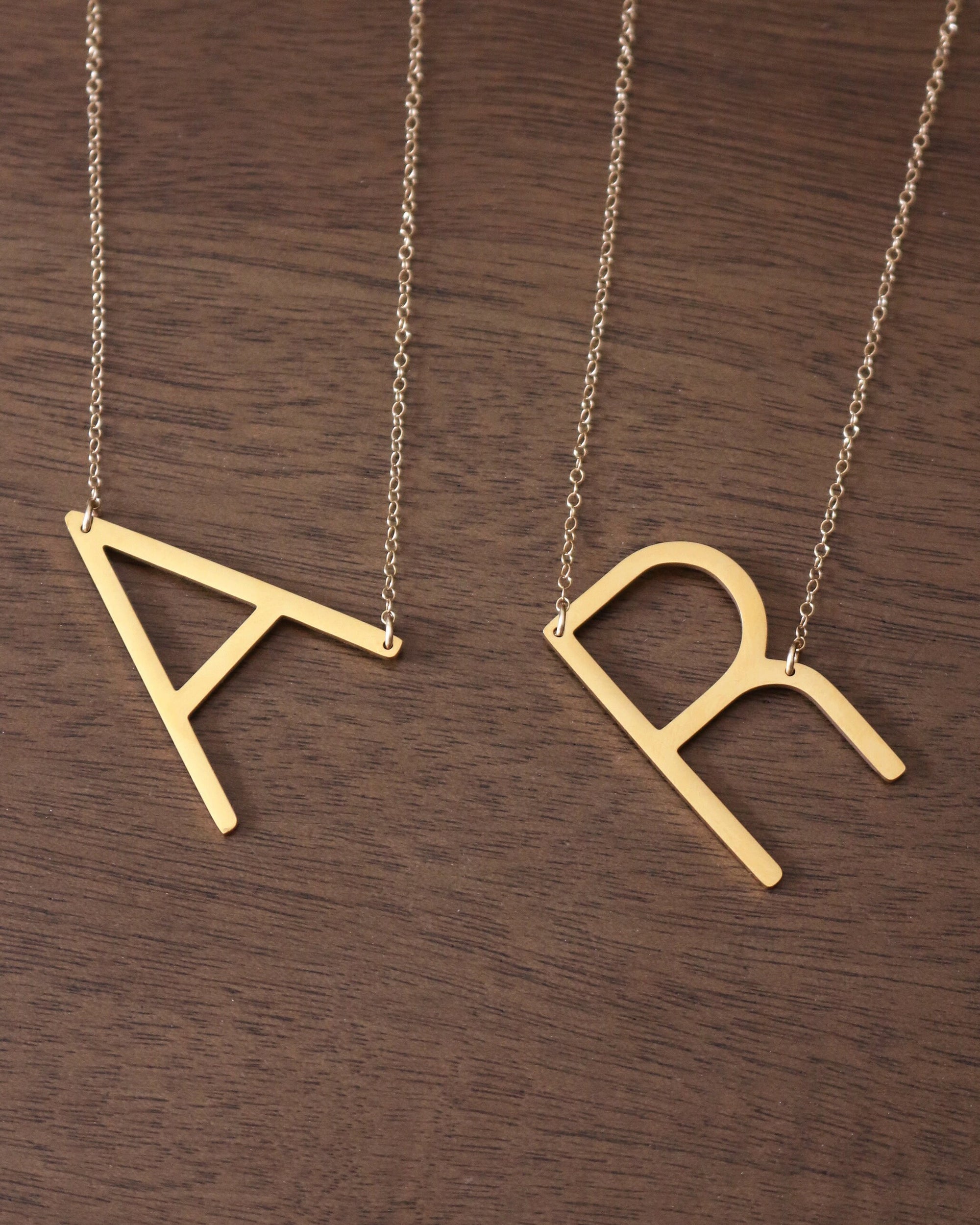 14K Gold Filled Large Letter Necklace | Big Initial Necklace | Sideways Initial | Oversized Name | Monogram Statement Layering Necklace