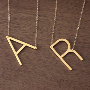 14K Gold Filled Large Letter Necklace | Big Initial Necklace | Sideways Initial | Oversized Name | Monogram Statement Layering Necklace