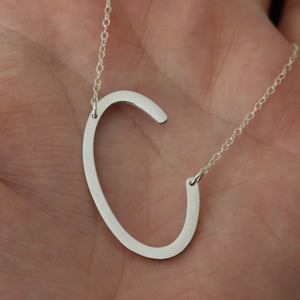 Silver Large Letter Necklace | Big Initial Necklace | Sideways Initial | Oversized Name Necklace | Monogram Statement Layering Necklace
