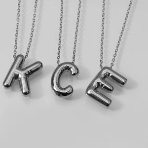 Balloon Letter Necklace | Monogram Necklace | Bubble Initial | Silver Letter Necklace | Summer Necklace | Puffy Letter Necklace | For Her