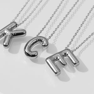 Balloon Letter Necklace | Monogram Necklace | Bubble Initial | Silver Letter Necklace | Summer Necklace | Puffy Letter Necklace | For Her