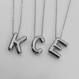 Balloon Letter Necklace | Monogram Necklace | Bubble Initial | Silver Letter Necklace | Summer Necklace | Puffy Letter Necklace | For Her