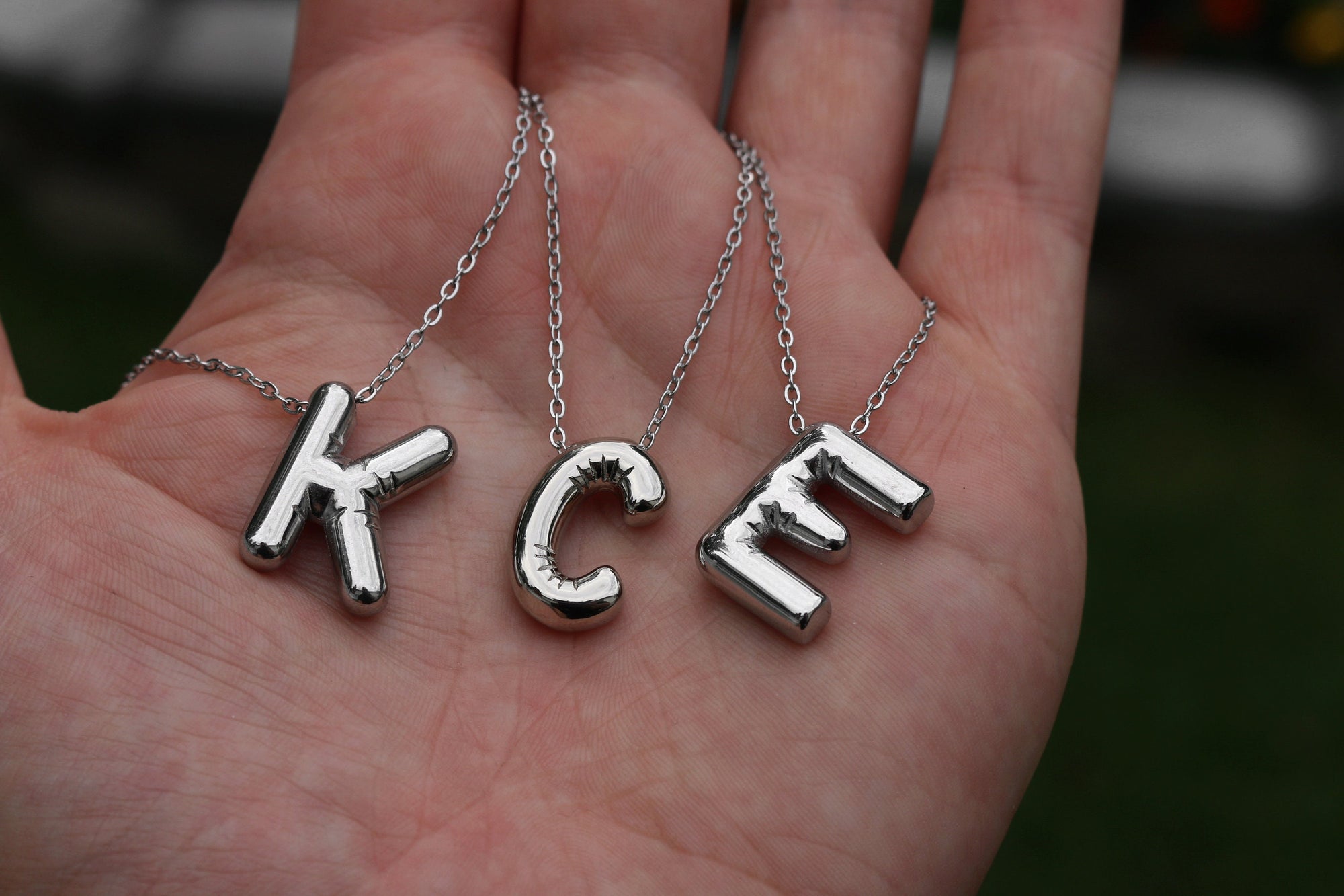 Balloon Letter Necklace | Monogram Necklace | Bubble Initial | Silver Letter Necklace | Summer Necklace | Puffy Letter Necklace | For Her