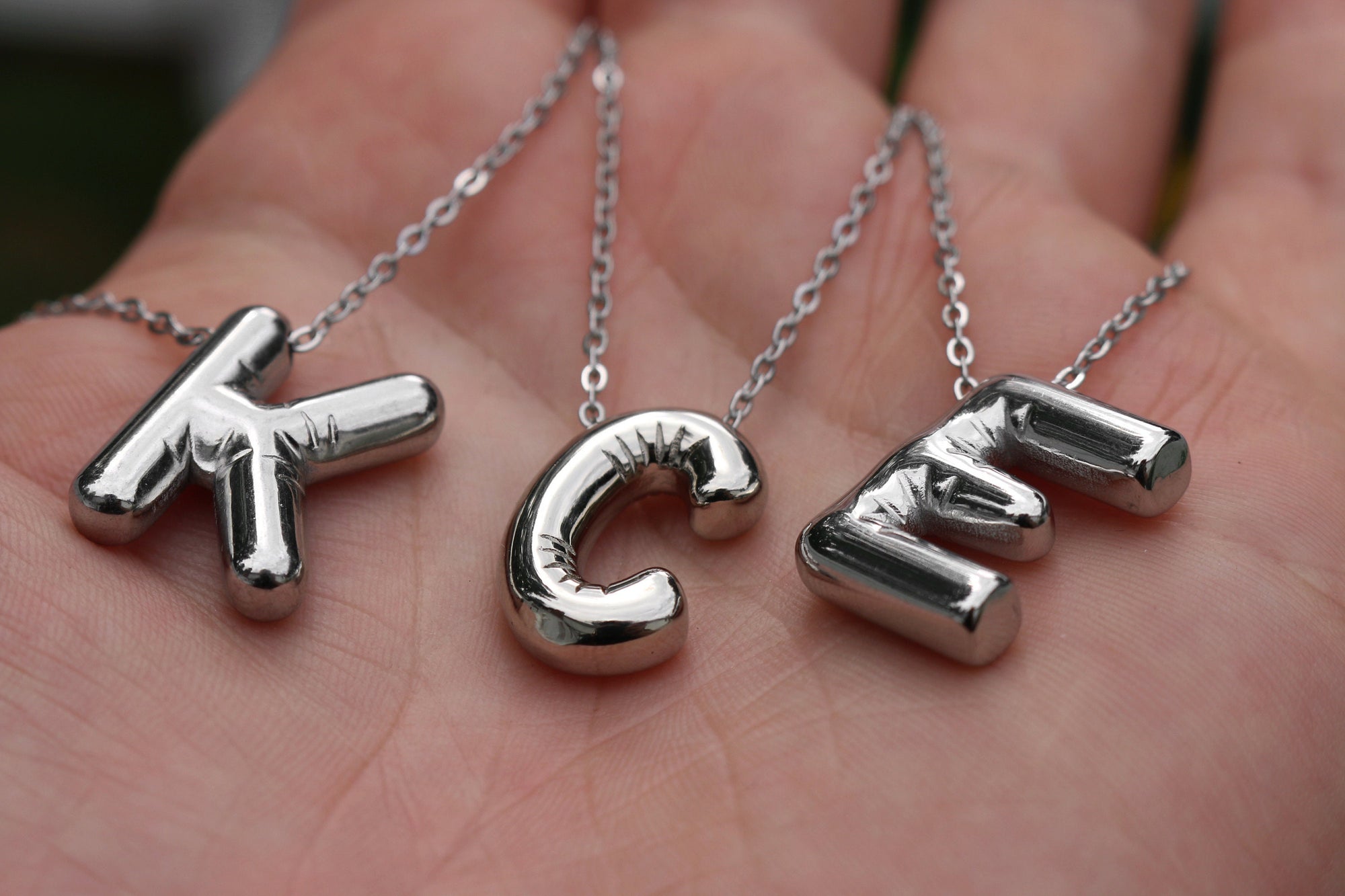 Balloon Letter Necklace | Monogram Necklace | Bubble Initial | Silver Letter Necklace | Summer Necklace | Puffy Letter Necklace | For Her